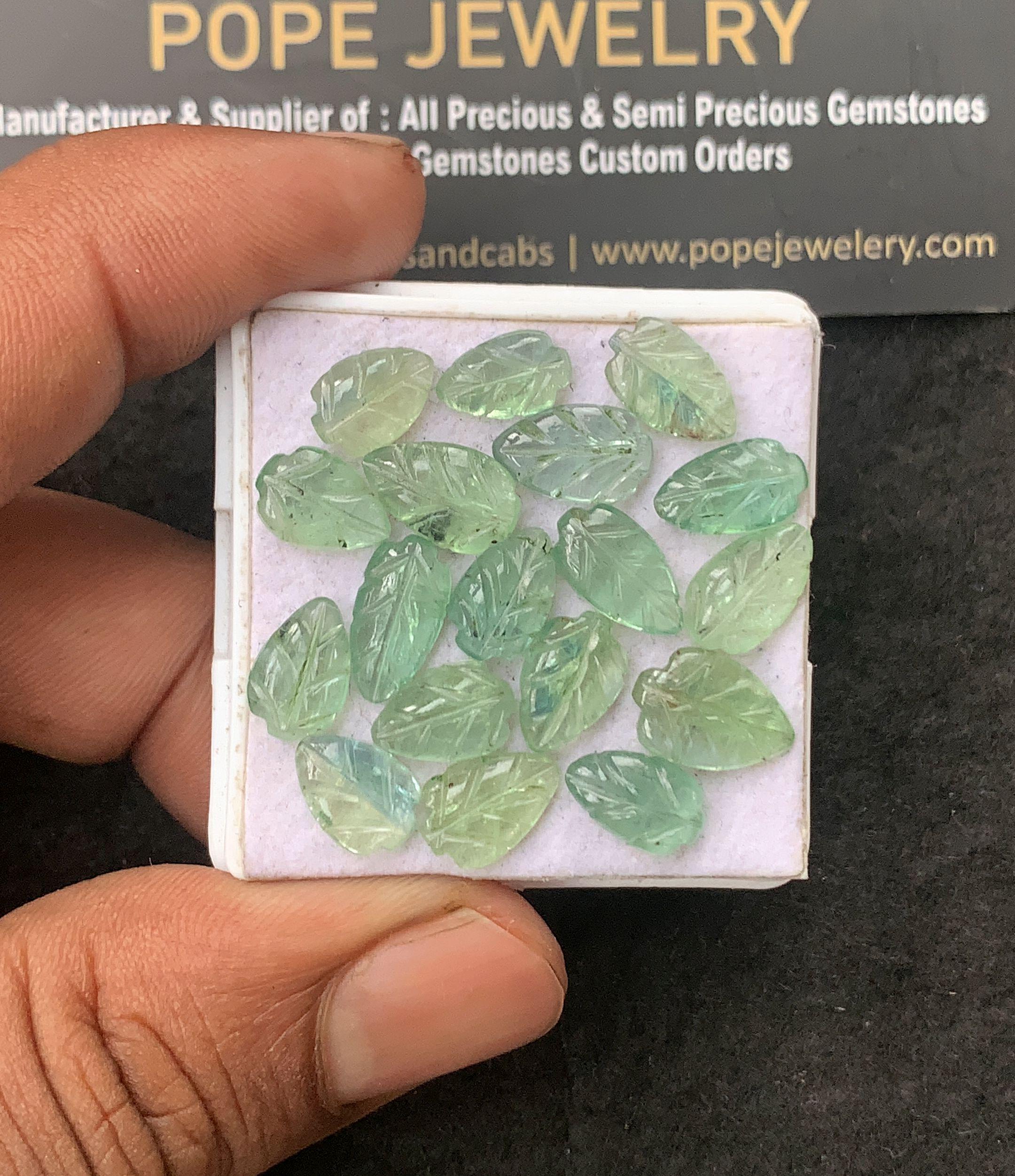 Natural Mint Kyanite Gemstone Hand Carved Leaf Shape Cabochon Loose Gemstone For Jewelry Making Wholesalegems 9-12 MM Size 18 Pcs SM25062