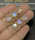 Natural Rainbow Moonstone Gemstone Smooth Round Shape Cabochon Loose Gemstone For Jewelry Making Wholesalegems 9 MM Size 6 Pcs SM25101