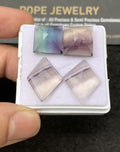 Natural Fluorite Gemstone Step Cut Fancy Shape Cabochon Loose Gemstone For Jewelry Making Wholesalegems 14-20 MM Size 2 Pair SM25291