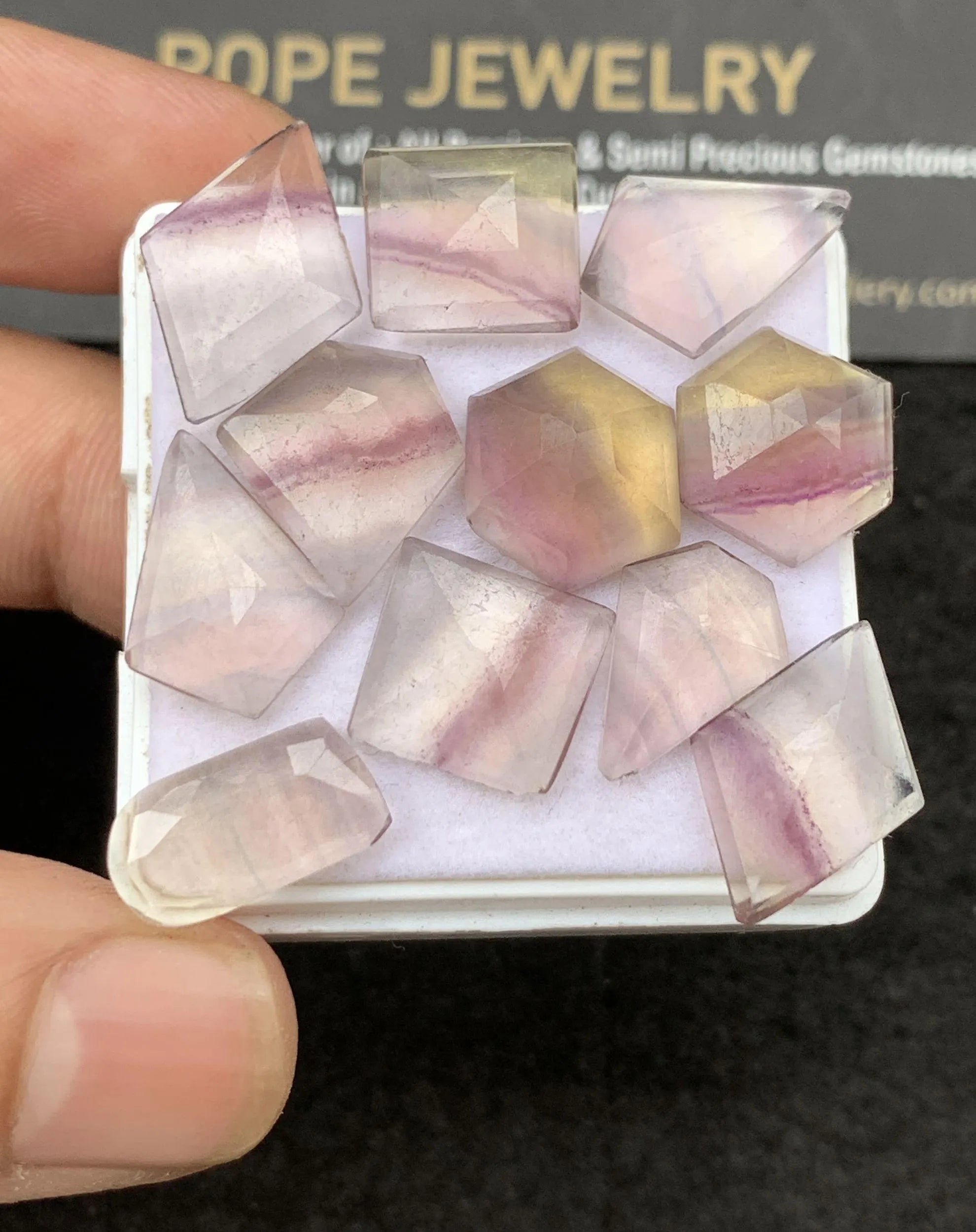 Natural Fluorite Gemstone Step Cut Fancy Shape Cabochon Loose Gemstone For Jewelry Making Wholesalegems 12-19 MM Size 11 Pcs SM25292