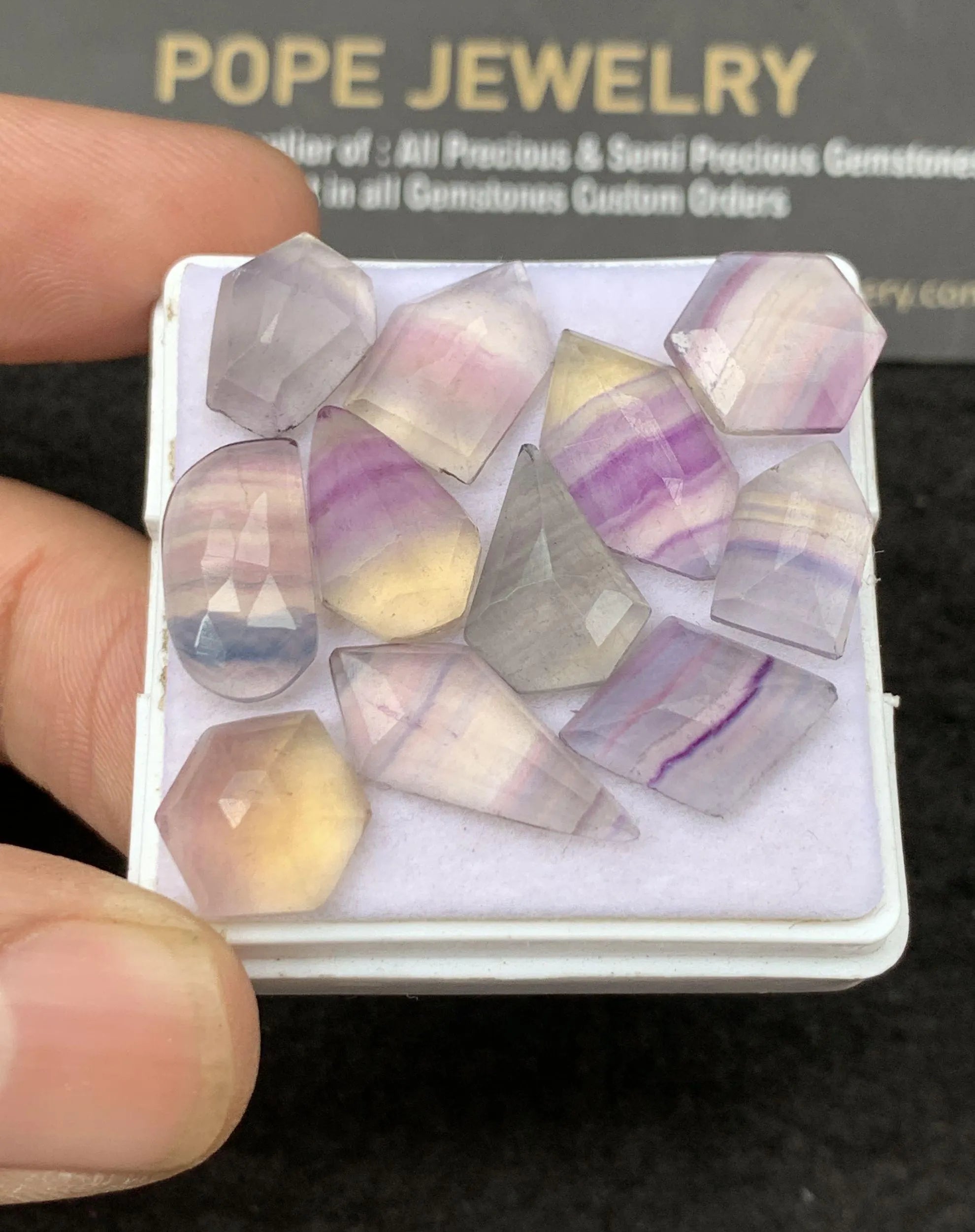 Natural Fluorite Gemstone Step Cut Fancy Shape Cabochon Loose Gemstone For Jewelry Making Wholesalegems 10-19 MM Size 11 Pcs SM25293