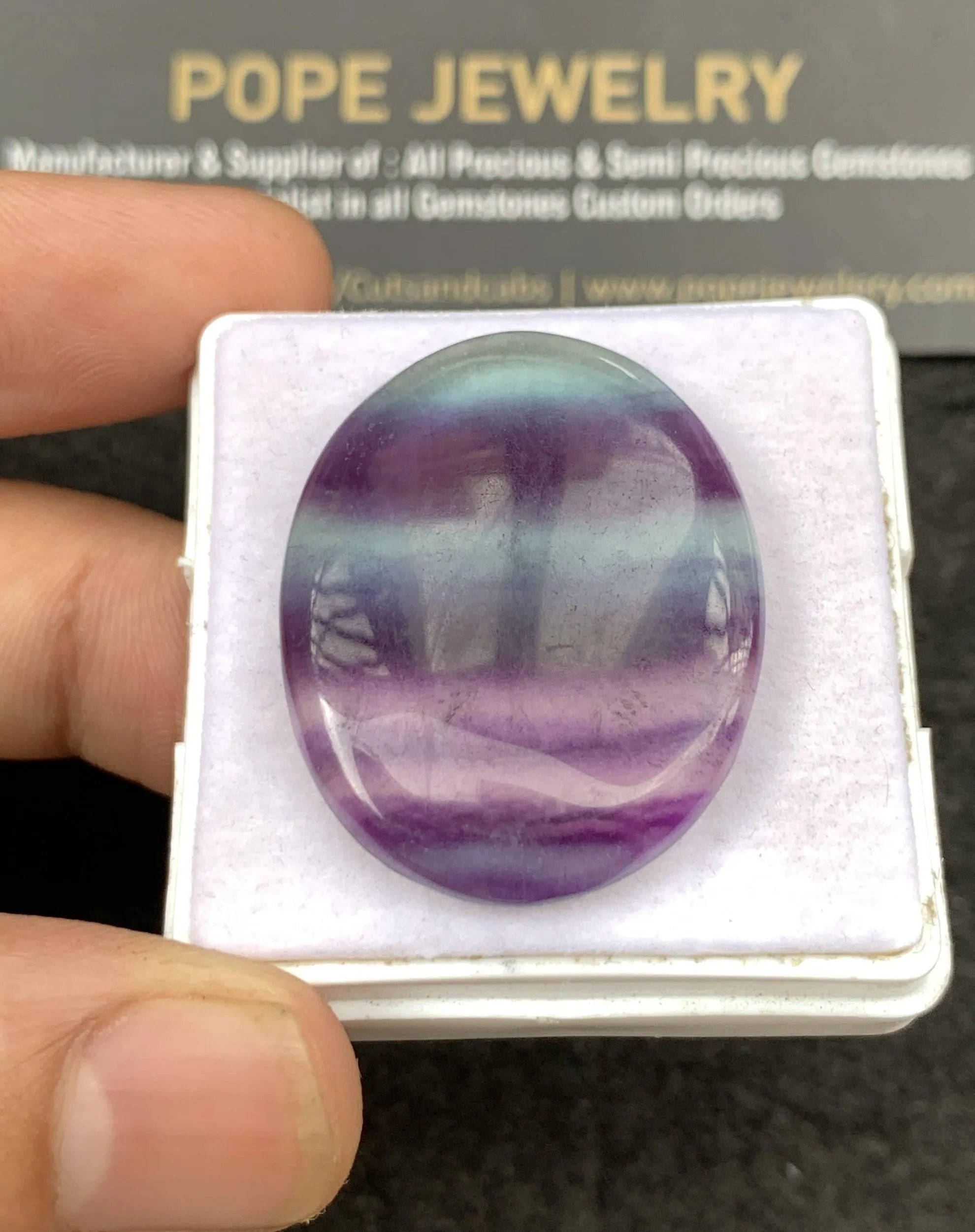 Natural Fluorite Gemstone Smooth Oval Shape Cabochon Loose Gemstone For Jewelry Making Wholesalegems 32x26x5 MM Size SM25297