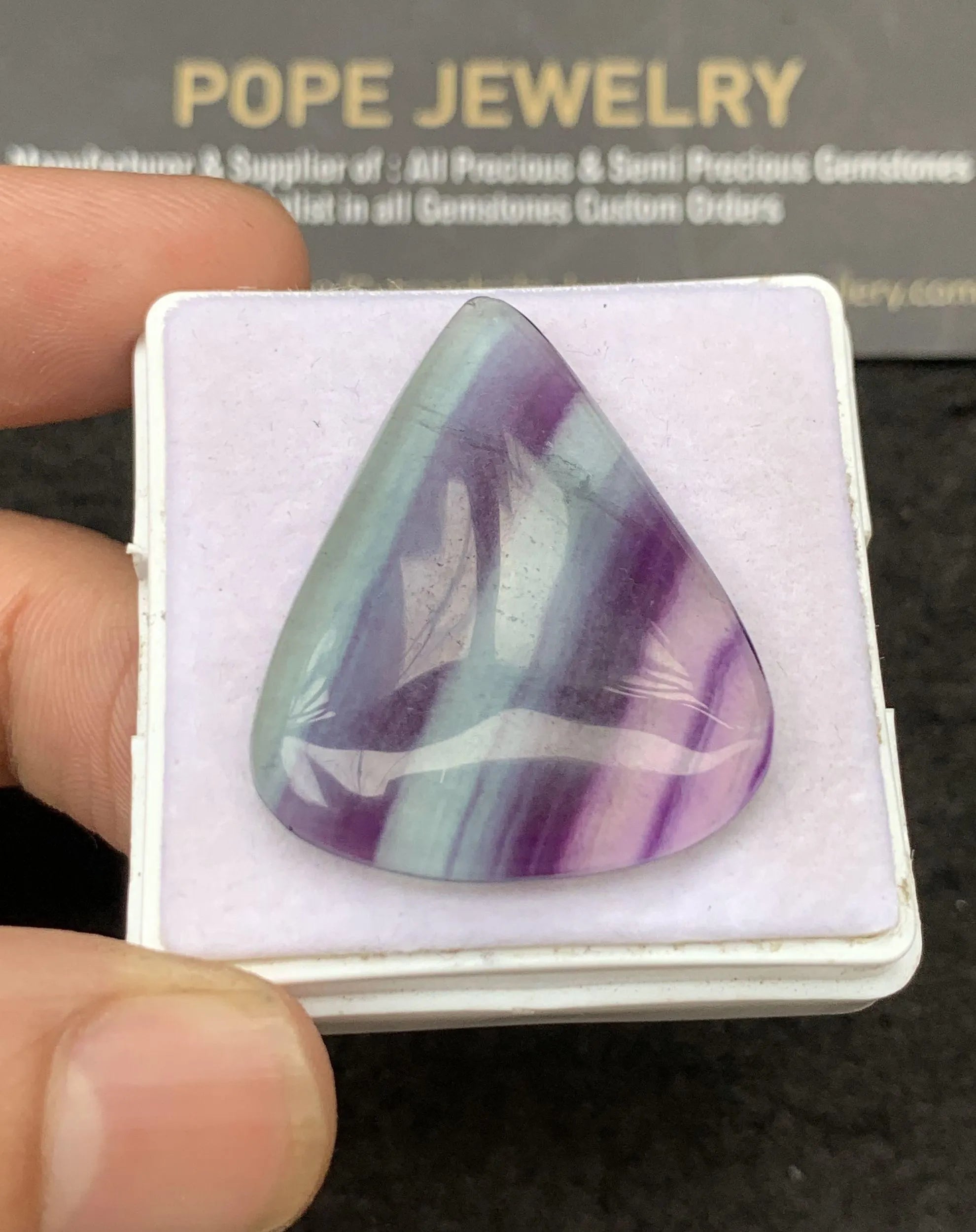 Natural Fluorite Gemstone Smooth Pear Shape Cabochon Loose Gemstone For Jewelry Making Wholesalegems 33x27x5 MM Size SM25304