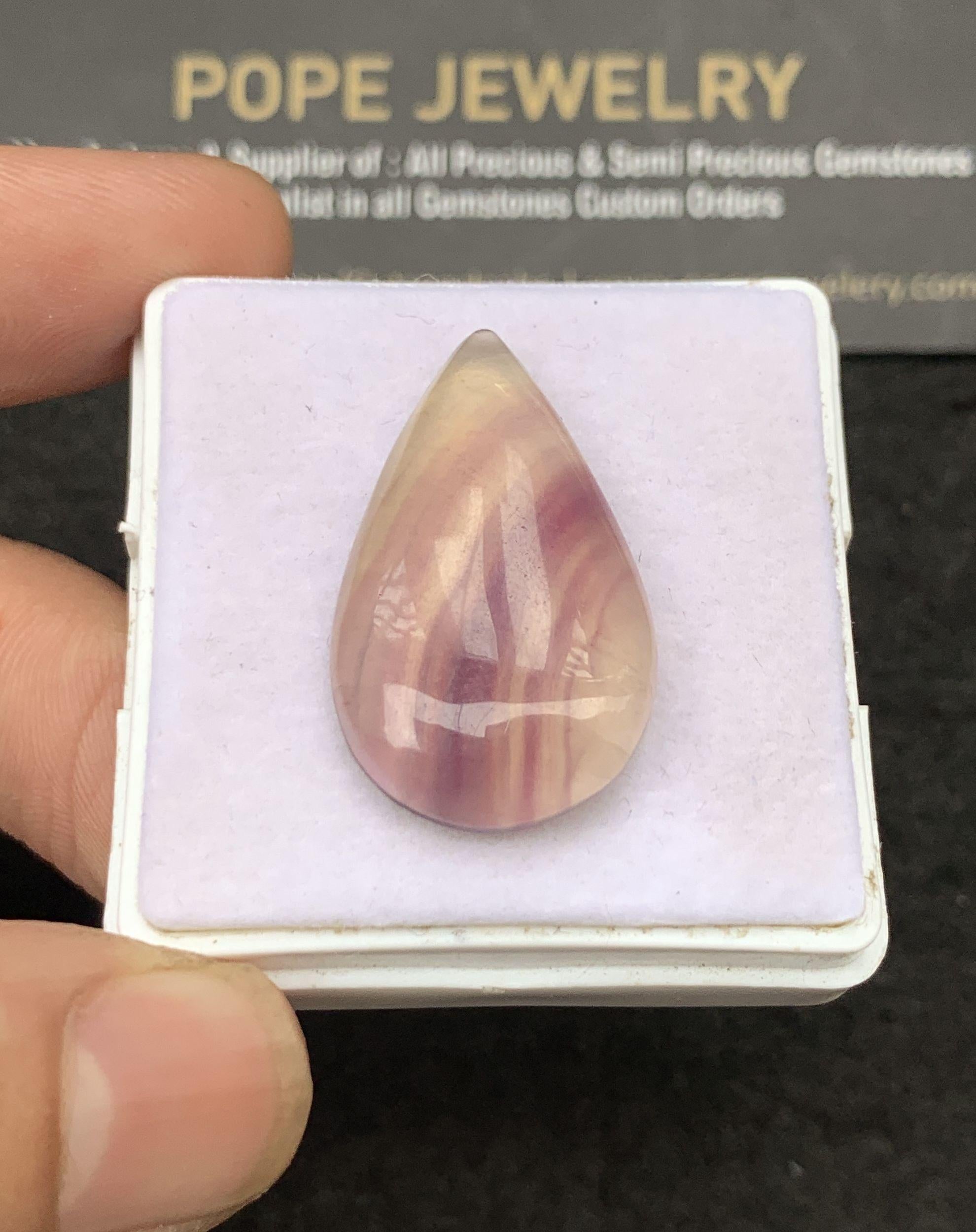 Natural Fluorite Gemstone Smooth Pear Shape Cabochon Loose Gemstone For Jewelry Making Wholesalegems 28x17x6 MM Size SM25305