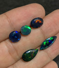 Natural Black Ethiopian Opal Gemstone Faceted Cut Mix Loose Gemstone For Jewelry Making Wholesalegems  7-15 MM Size 5 Pcs SM25117
