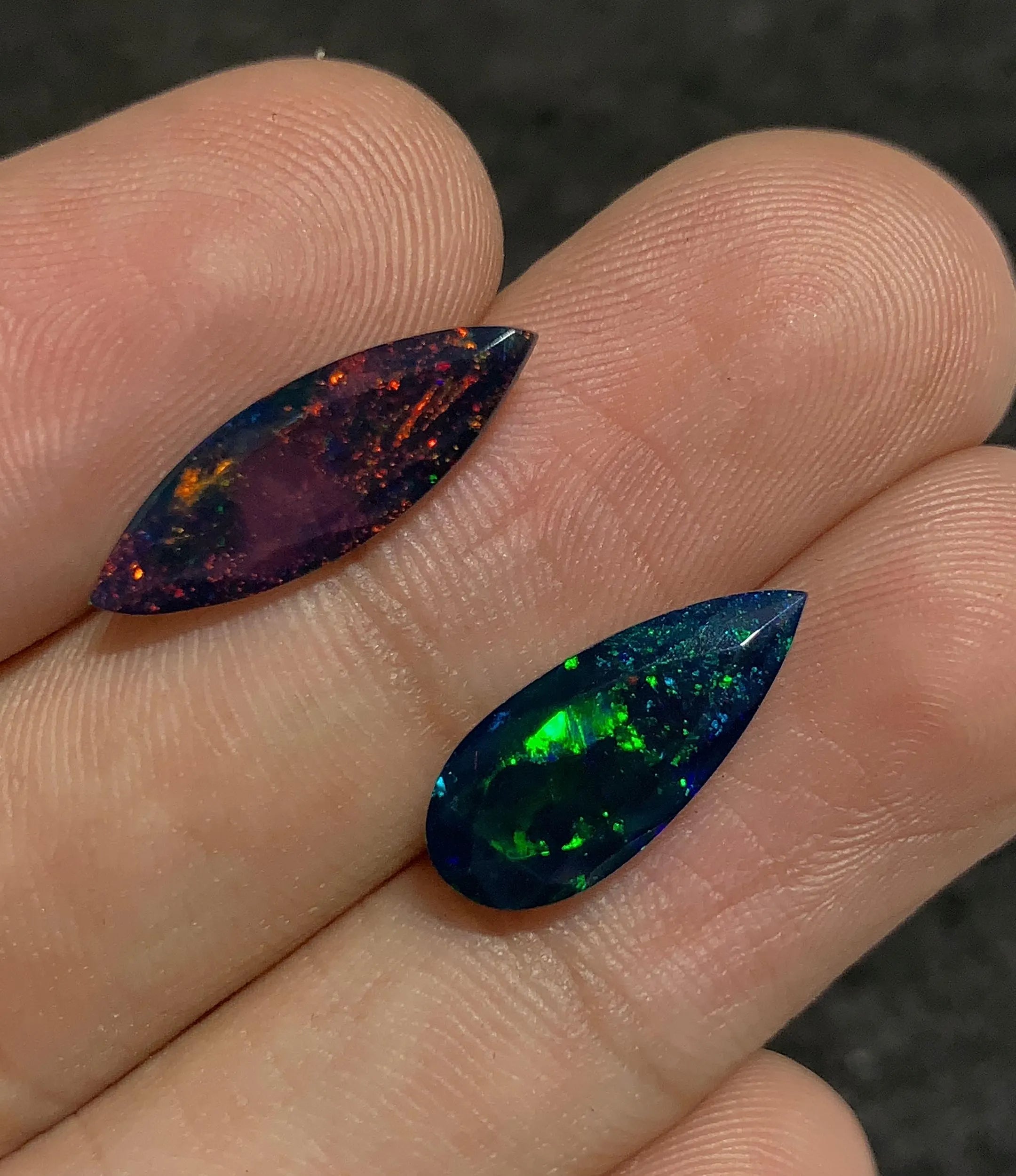 Natural Black Ethiopian Opal Gemstone Faceted Cut Pear Loose Gemstone For Jewelry Making Wholesalegems  16-18 MM Size 2 Pcs SM25119