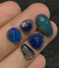Natural Black Ethiopian Opal Gemstone Rose Cut Fancy Loose Gemstone For Jewelry Making Wholesalegems 10-16 MM Size 5 Pcs SM25120