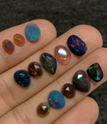 Natural Black Ethiopian Opal Gemstone Rose Cut Fancy Loose Gemstone For Jewelry Making Wholesalegems  10-13 MM Size 12 Pcs SM25121