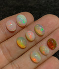 Natural White Ethiopian Opal Gemstone Smooth Oval Cabochon Loose Gemstone For Jewelry Making Wholesalegems  8-10 MM Size 8 Pcs SM25122