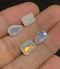 Natural White Ethiopian Opal Gemstone Faceted Cut Mix Shape Loose Gemstone For Jewelry Making Wholesalegems  9-11 MM Size 4 Pcs SM25130
