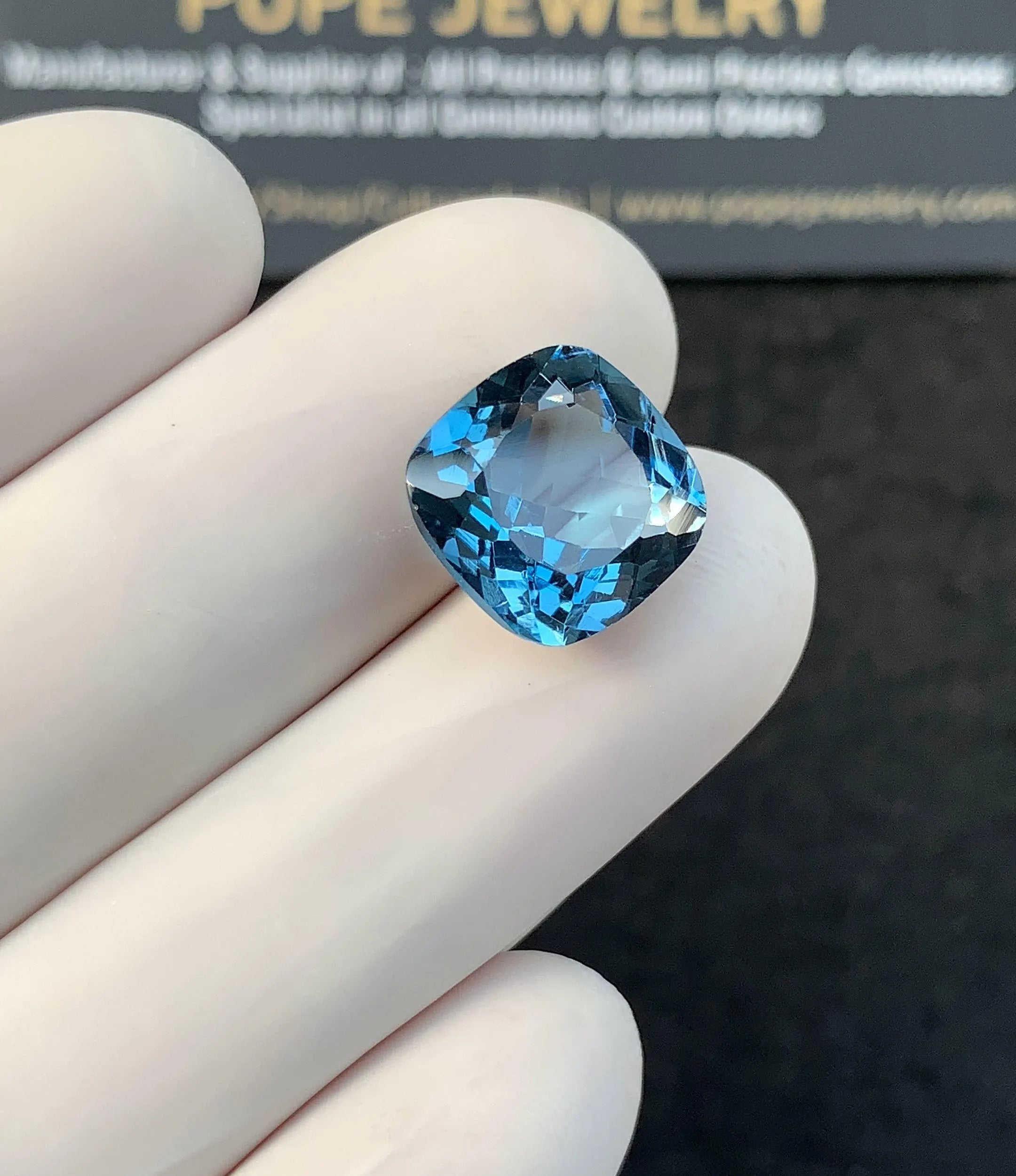 Natural London Blue Topaz Gemstone Faceted Cut Cushion Shape Loose Gemstone For Jewelry Making Wholesalegems 12x12x7 MM Size SM25134