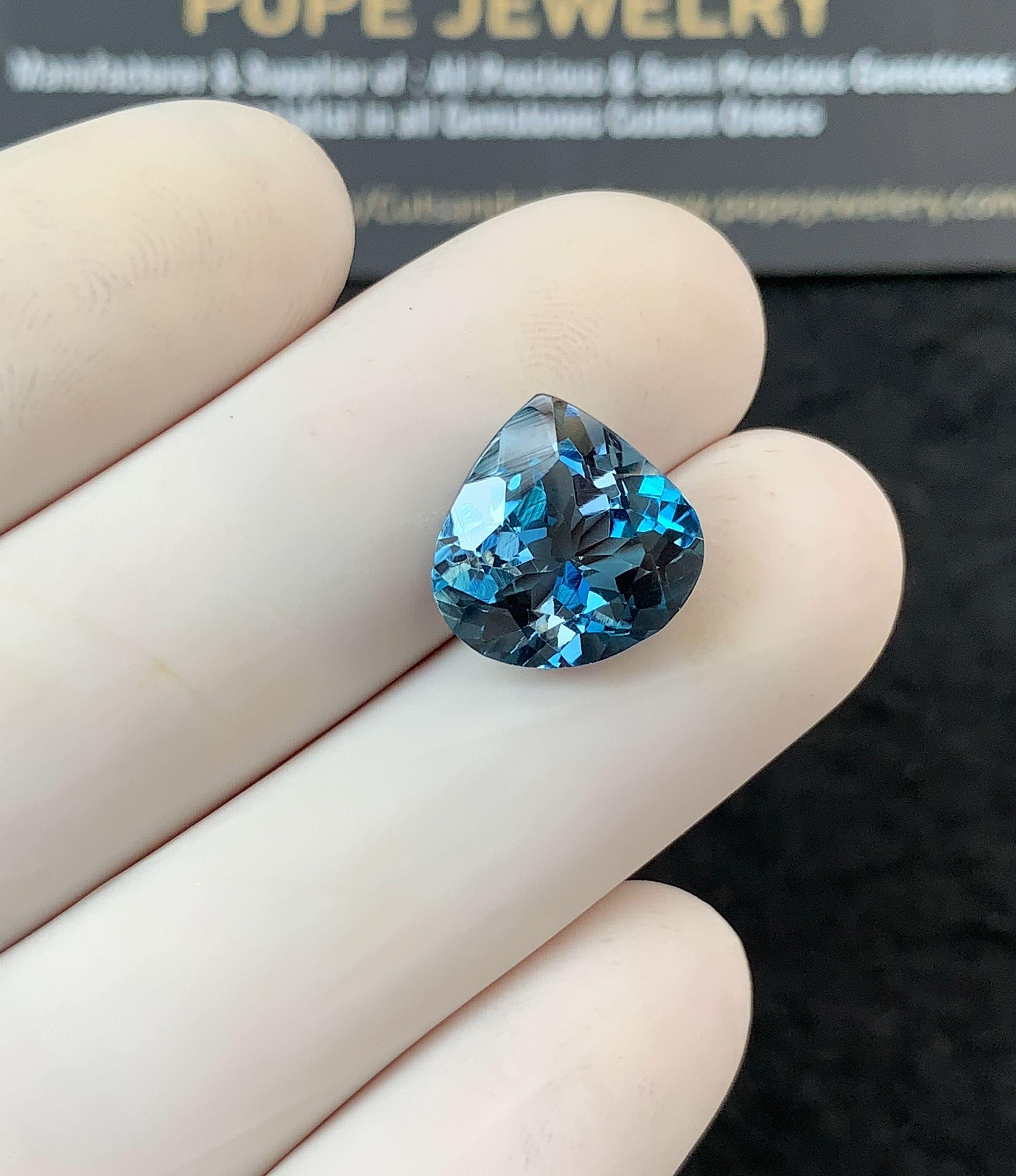 Natural London Blue Topaz Gemstone Faceted Cut Heart Shape Loose Gemstone For Jewelry Making Wholesalegems 12x12x7 MM Size SM25138