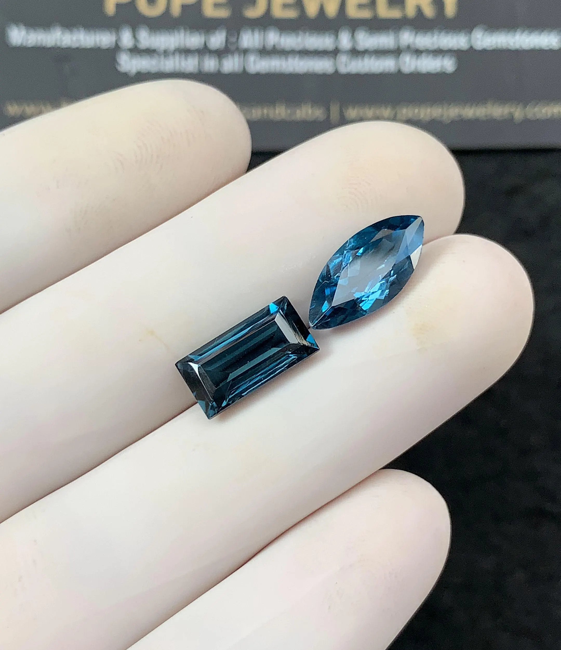 Natural London Blue Topaz Gemstone Faceted Cut Mix Shape Loose Gemstone For Jewelry Making Wholesalegems 12-14 MM Size 2 Pcs SM25139