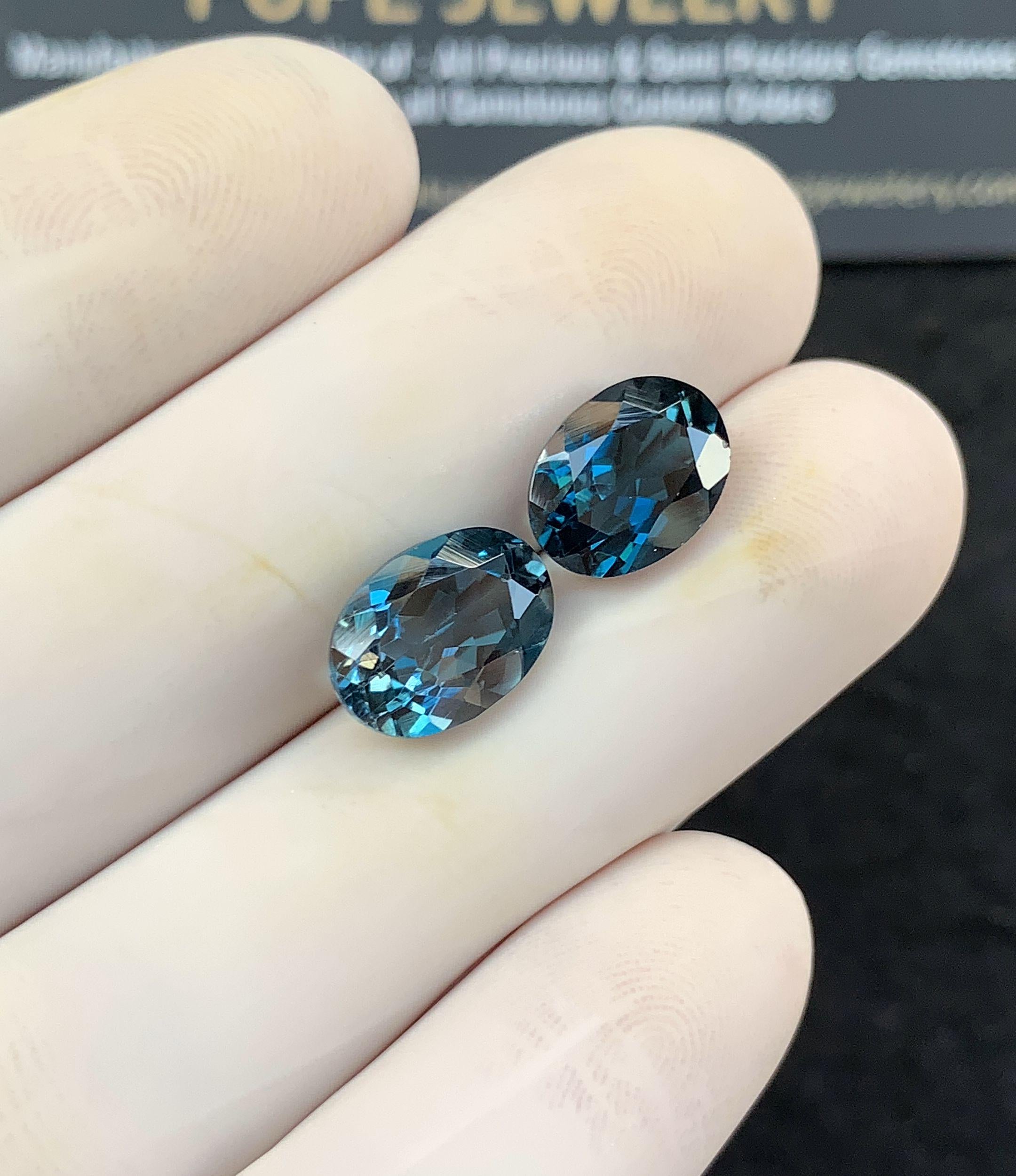 Natural London Blue Topaz Gemstone Faceted Cut Oval Shape Loose Gemstone For Jewelry Making Wholesalegems 10x8 MM Size 2 Pcs SM25145