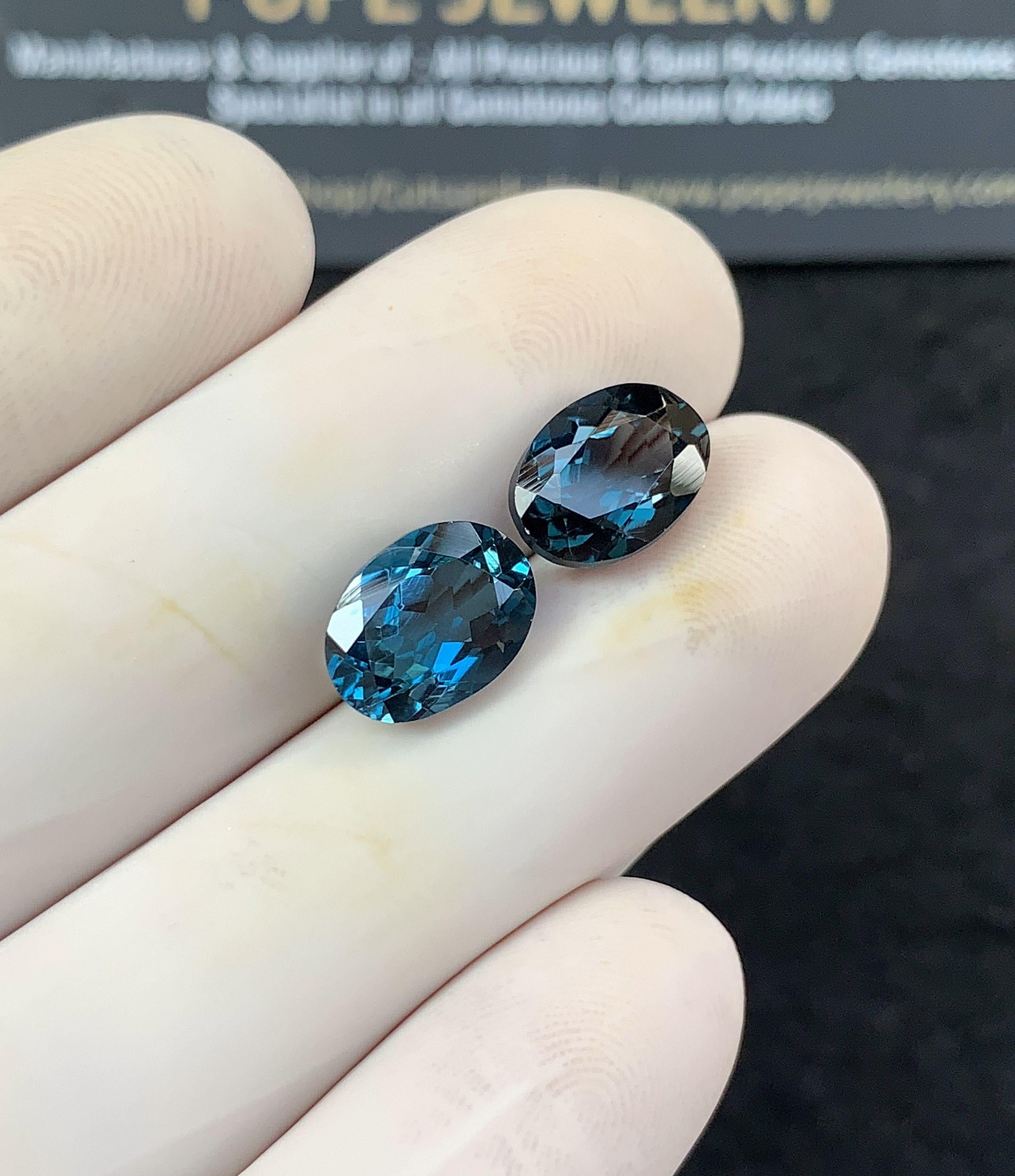 Natural London Blue Topaz Gemstone Faceted Cut Oval Shape Loose Gemstone For Jewelry Making Wholesalegems 10-11 MM Size 2 Pcs SM25146