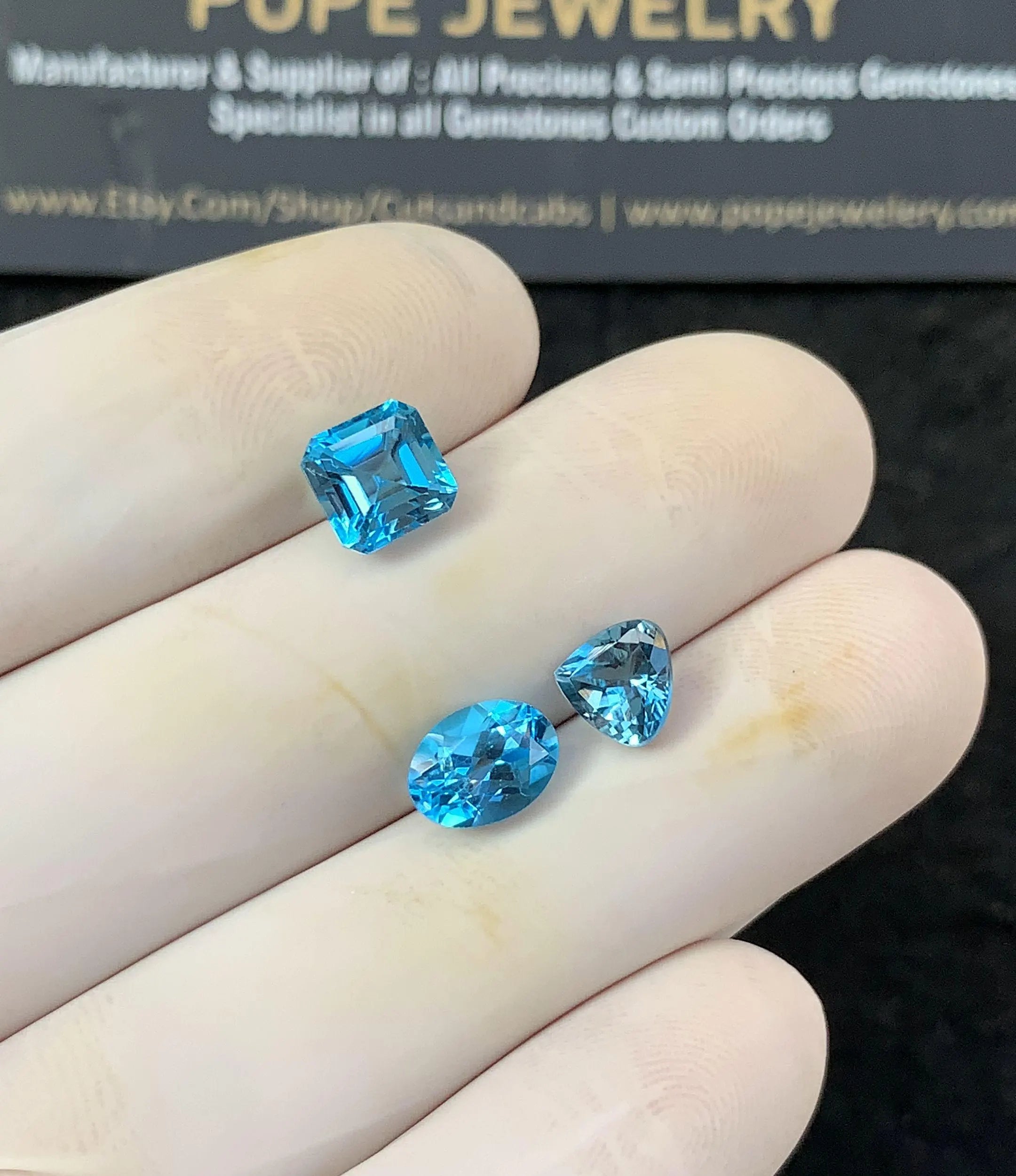 Natural Sky Blue Topaz Gemstone Faceted Cut Mix High Quality Loose Gemstone For Jewelry Making Wholesalegems 6-8 MM Size 3 Pcs SM25155