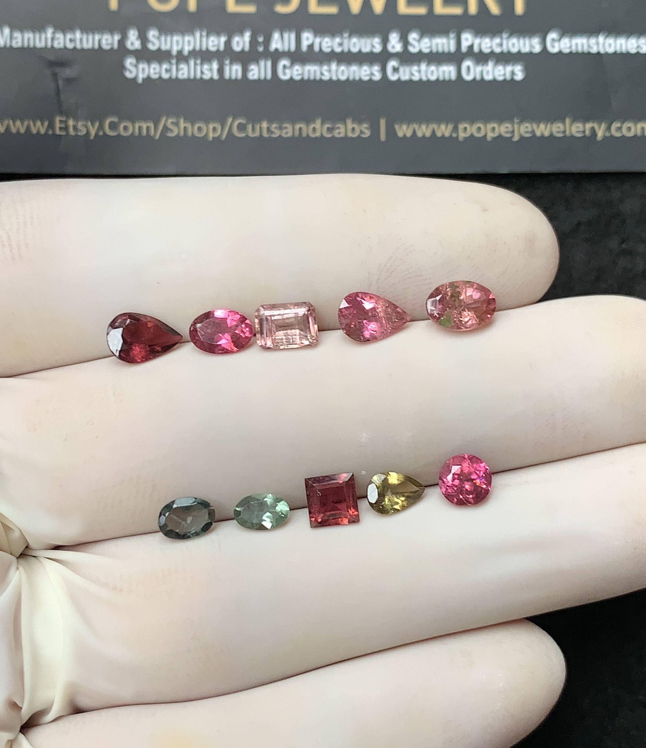 Natural Tourmaline Gemstone Faceted Cut Mix Shape High Quality Loose Gemstone For Jewelry Making Wholesalegems 5-7 MM Size 10 Pcs SM25174