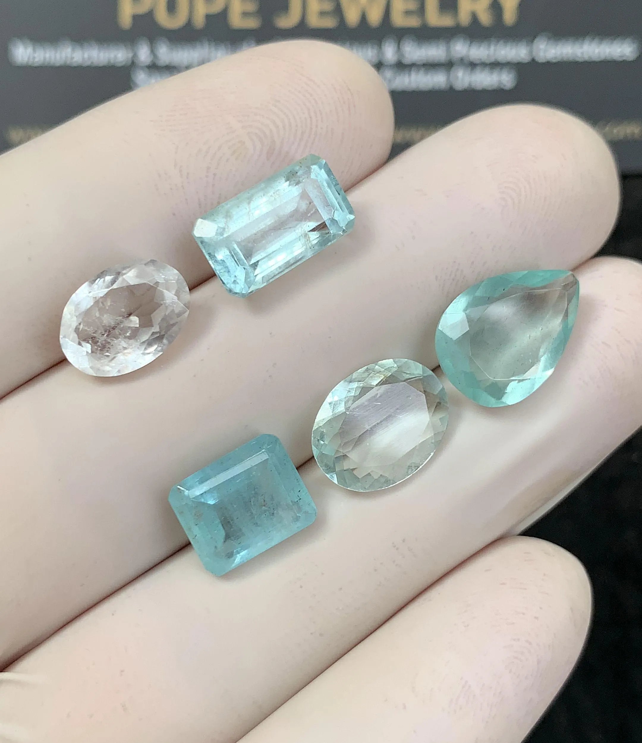 Natural Aquamarine Gemstone Faceted Cut Mix Shape High Quality Loose Gemstone For Jewelry Making Wholesalegems 9-13 MM Size 5 Pcs SM25202