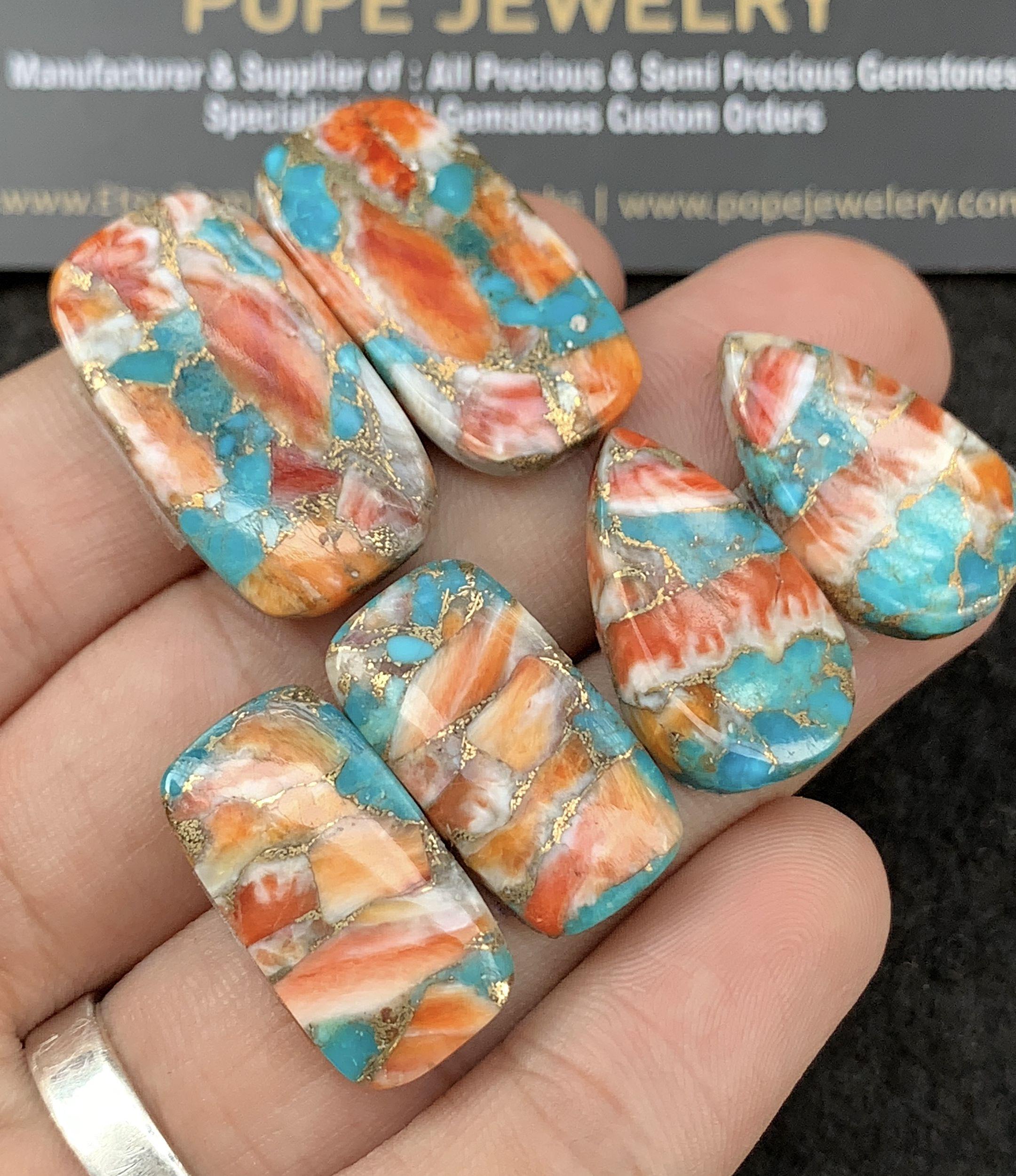 Oyster Turquoise Gemstone Smooth Mix Cabochon High Quality Loose Gemstone For Jewelry Making Wholesalegems 23-27 MM Size 3 Pair SM25208