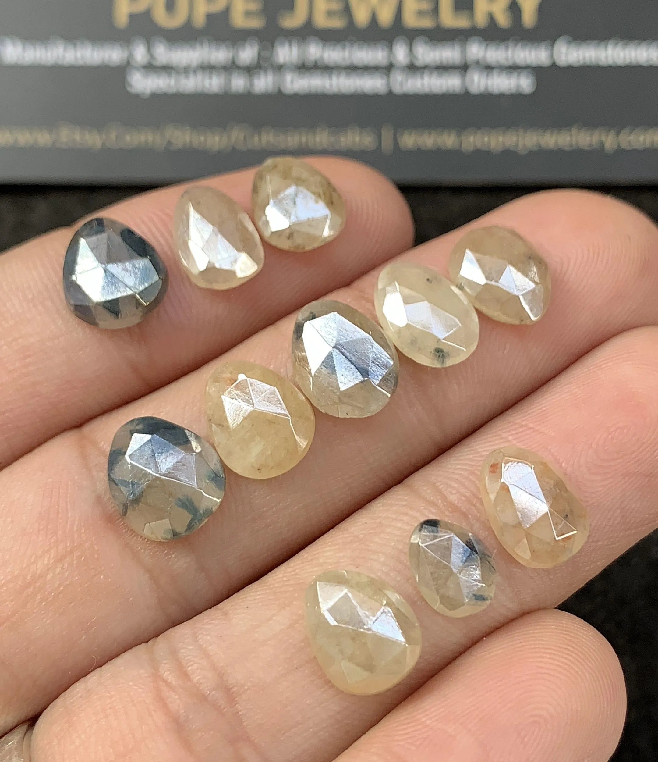 Natural Silverite Gemstone Rose Cut Fancy Cabochon Loose Gemstone For Jewelry Making Wholesalegems 8-10 MM Size 11 Pcs SM25213