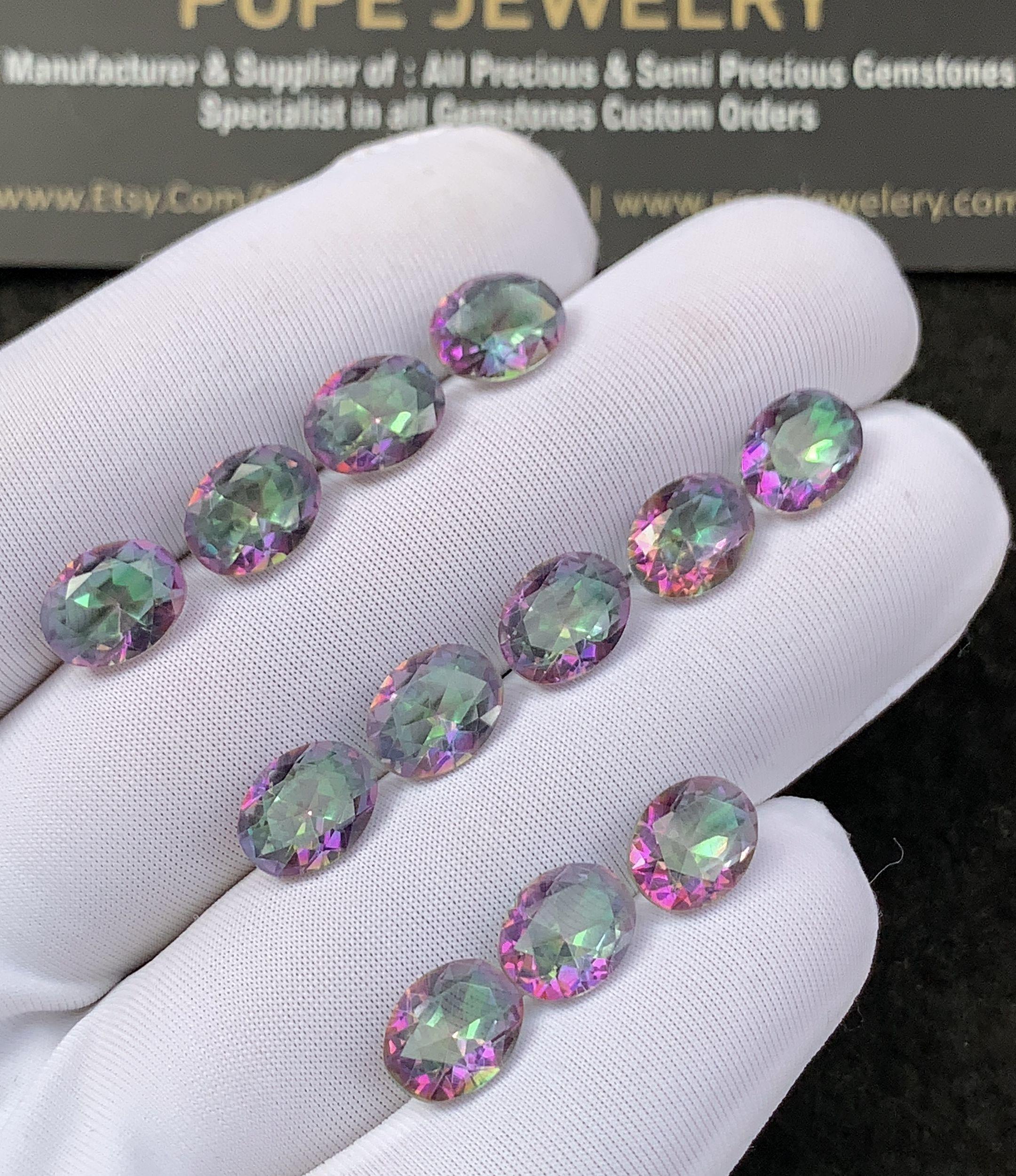 Natural Mystic Topaz Gemstone Faceted Cut Oval Shape Loose Gemstone For Jewelry Making Wholesalegems 9x7 MM Size 12 Pcs SM25223