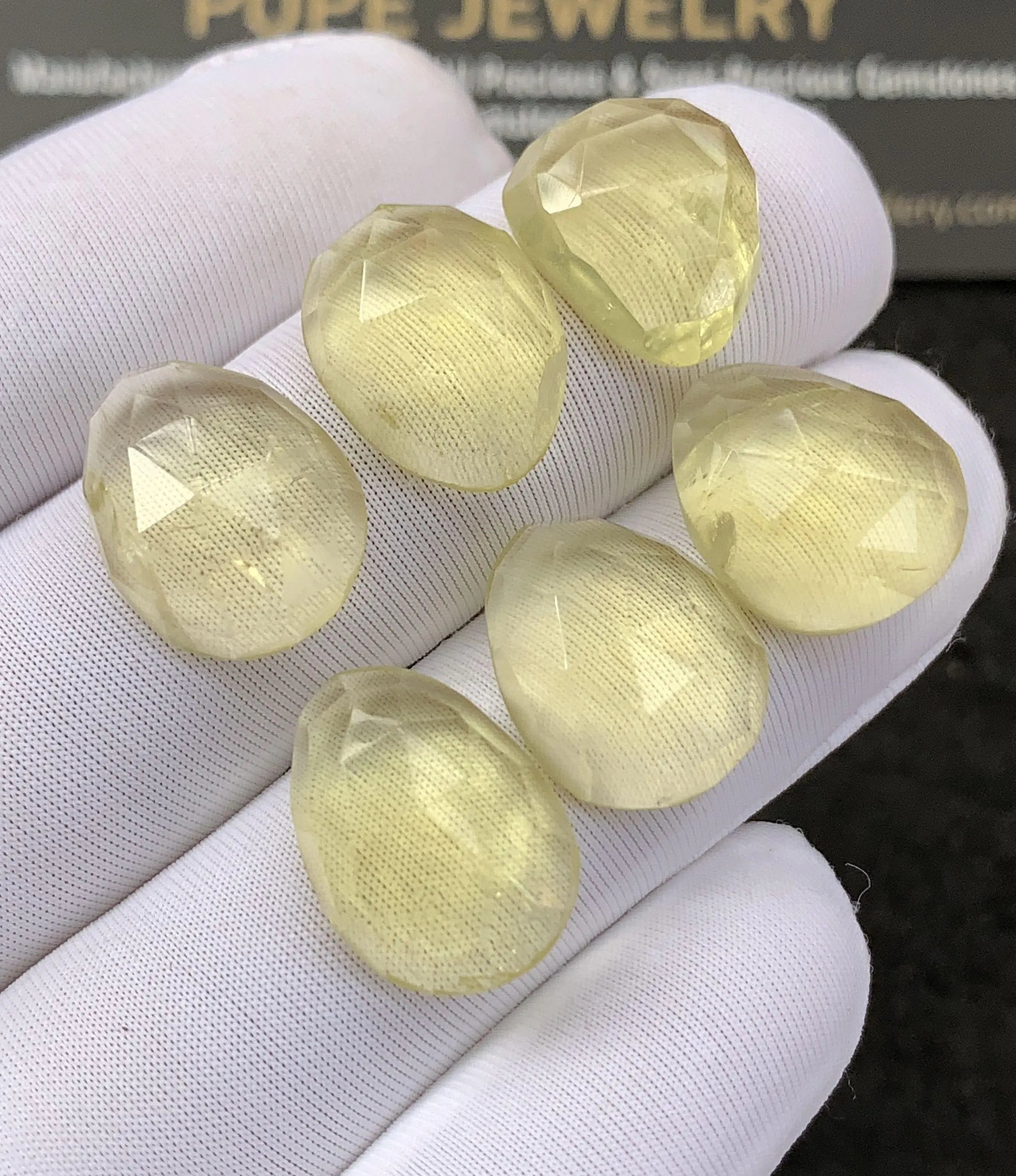 Natural Lemon Quartz Gemstone Rose Cut Fancy Cabochon Shape Loose Gemstone For Jewelry Making Wholesalegems 14-16 MM Size 6 Pcs SM25230