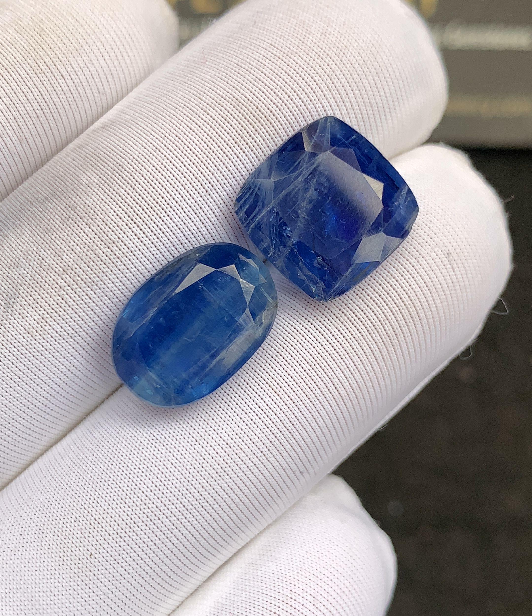 Natural Blue Kyanite Gemstone Faceted Cut Mix High Quality Loose Gemstone For Jewelry Making Wholesalegems 11-13 MM Size 2 Pcs SM25249