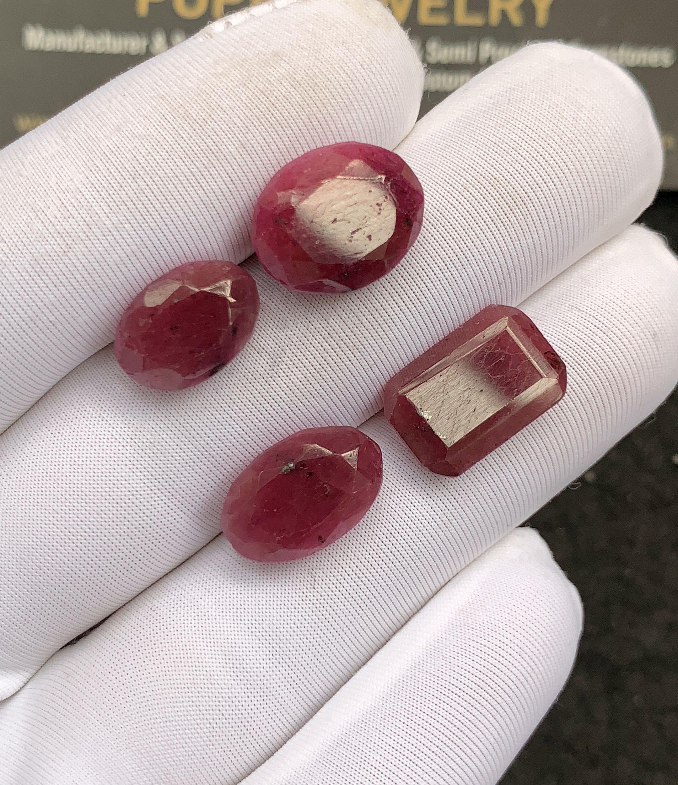 Natural Ruby Gemstone Faceted Cut Mix Shape High Quality Loose Gemstone For Jewelry Making Wholesalegems 12-14 MM Size 4 Pcs SM25250