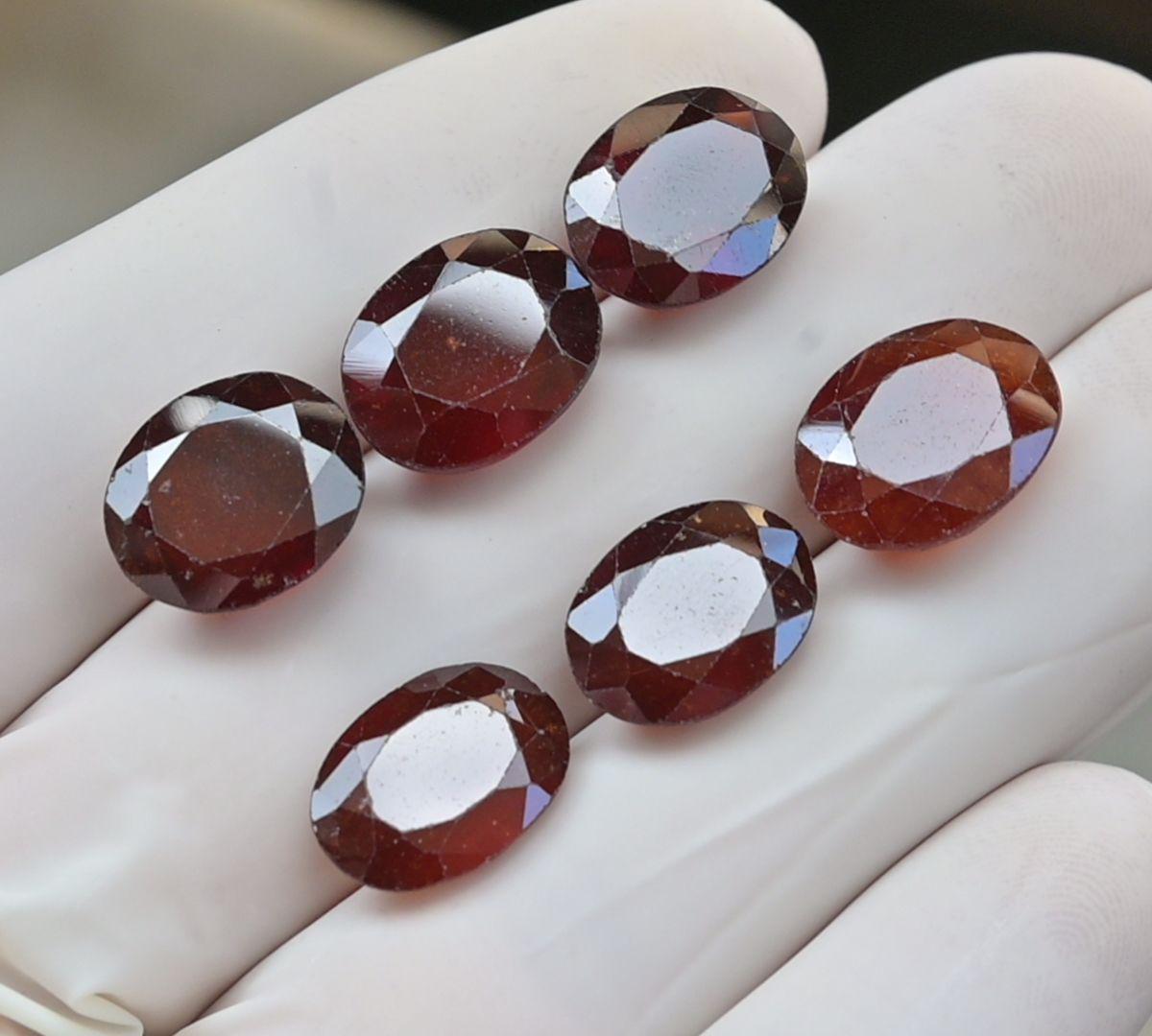 Natural Hessonite Garnet Gemstone Faceted Cut Oval Shape Loose Gemstone For Jewelry Making Wholesalegems 12-13  MM Size 6 Pcs SM25389