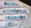 Natural Aquamarine Gemstone Rose Cut Fancy Cabochon High Quality Loose Gemstone For Jewelry Making Wholesalegems 6-11 MM Size 25 Pcs SM25406
