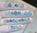Natural Aquamarine Gemstone Rose Cut Fancy Cabochon High Quality Loose Gemstone For Jewelry Making Wholesalegems 6-12 MM Size 28 Pcs SM25408
