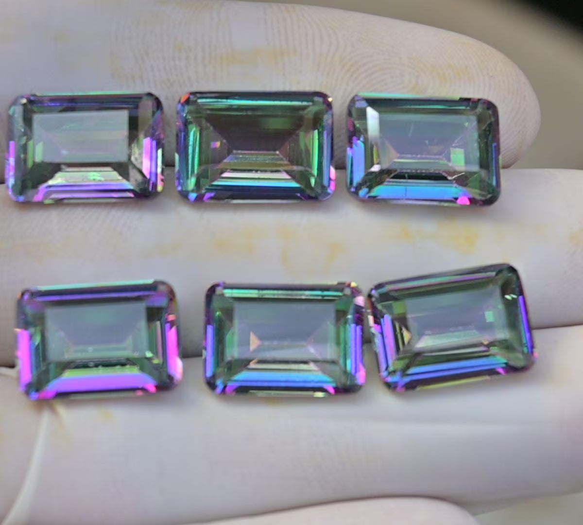 Mystic Topaz Gemstone Faceted Cut Rectangle High Quality Loose Gemstone For Jewelry Making Wholesalegems 14x10 MM Size 6 Pcs SM25425