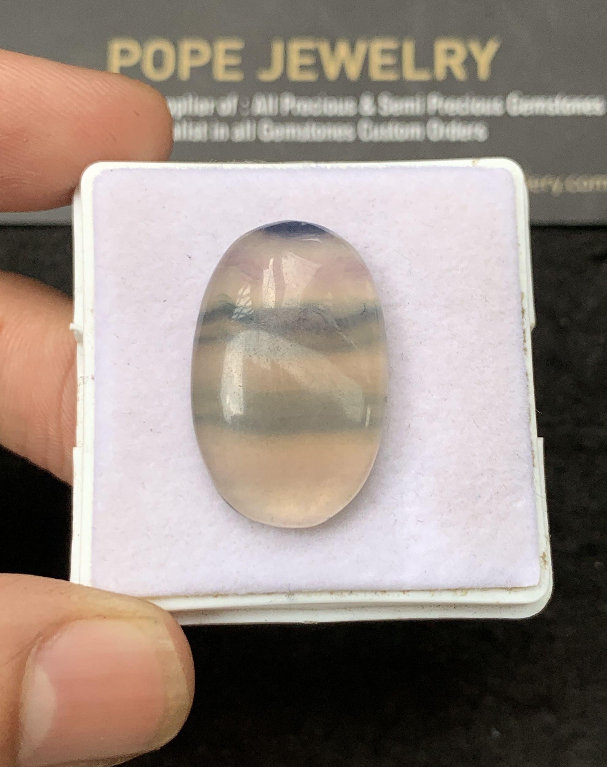 Natural Fluorite Gemstone Smooth Oval Shape Cabochon Loose Gemstone For Jewelry Making Wholesalegems 26x17x5 MM Size SM25302