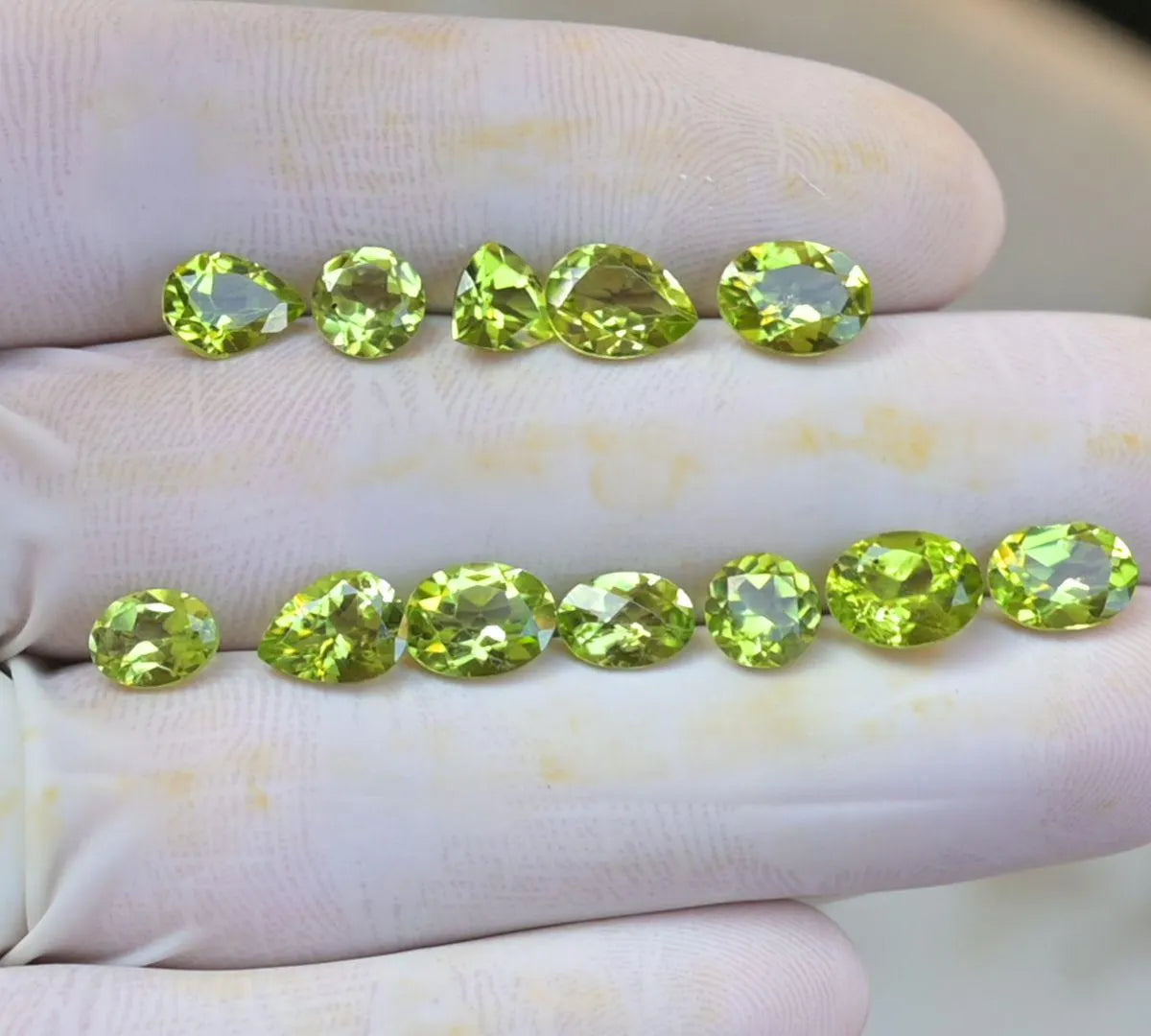 Natural Peridot Gemstone Faceted Cut Mix High Quality Loose Gemstone For Jewelry Making Wholesalegems 6-8 MM Size 12 Pcs SM25412