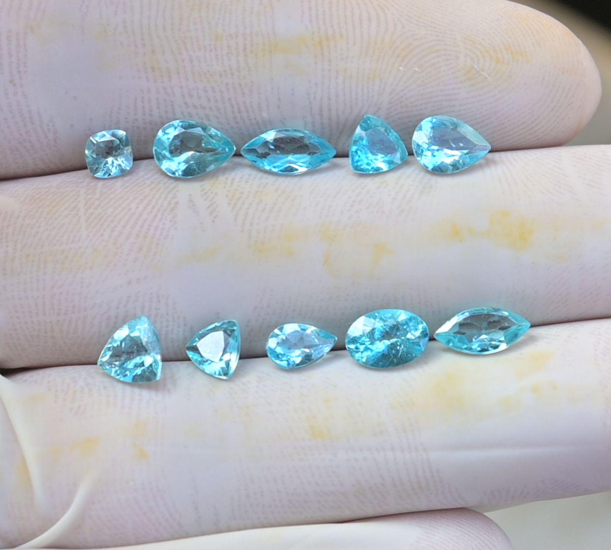 Natural Apatite Gemstone Faceted Cut Mix High Quality Loose Gemstone For Jewelry Making Wholesalegems 5-8 MM Size 10 Pcs SM25415