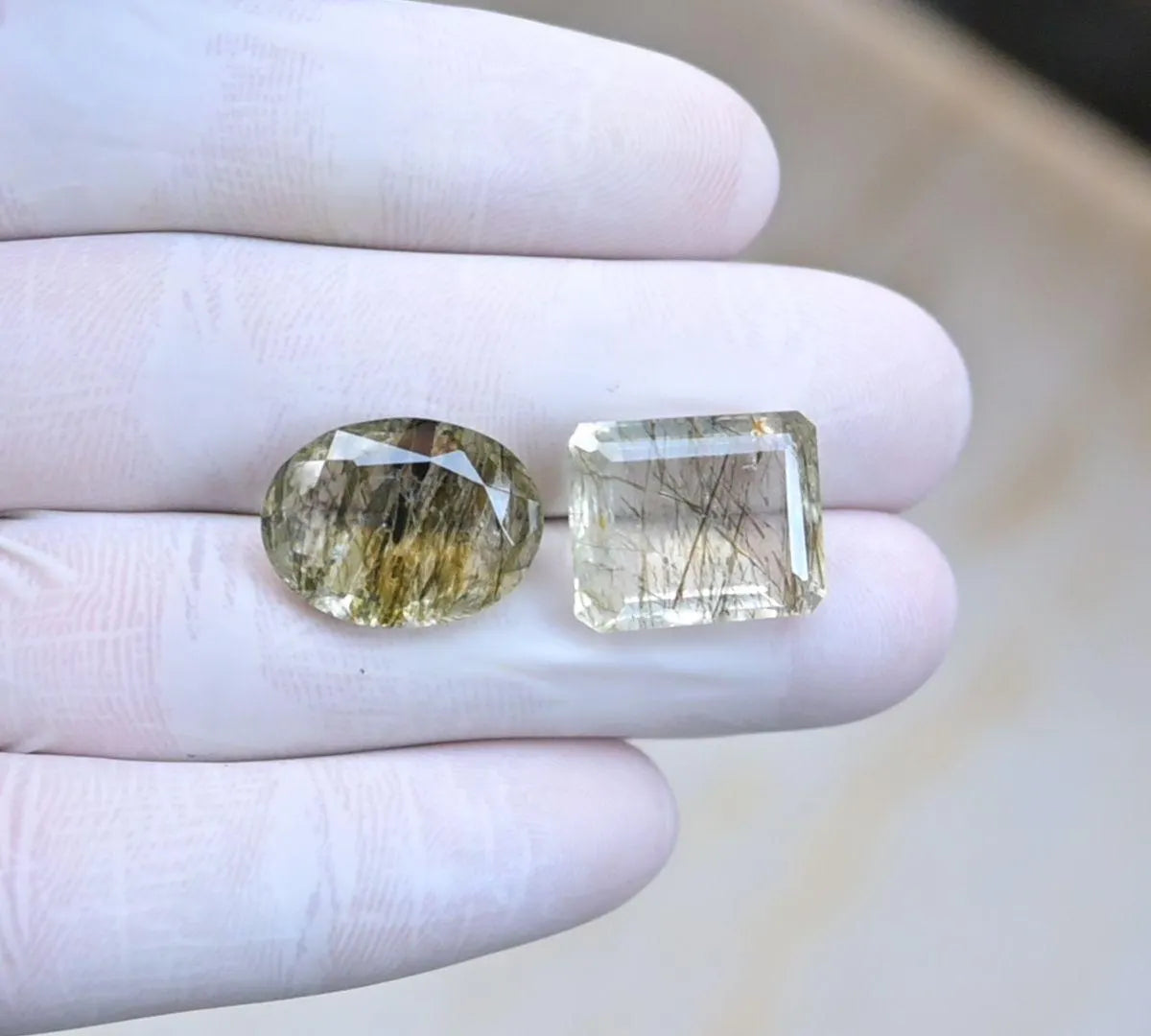 Natural Rutilated Quartz Gemstone Faceted Cut Mix Shape Loose Gemstones For Jewelry Making Wholesalegems 15-17 MM Size 2 Pcs SM25673