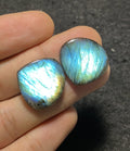 Natural Labradorite Gemstone Smooth Heart Shape Cabochon Loose Gemstones For Jewelry Making Wholesalegems 21x20 MM Size 1 Pair SM25701