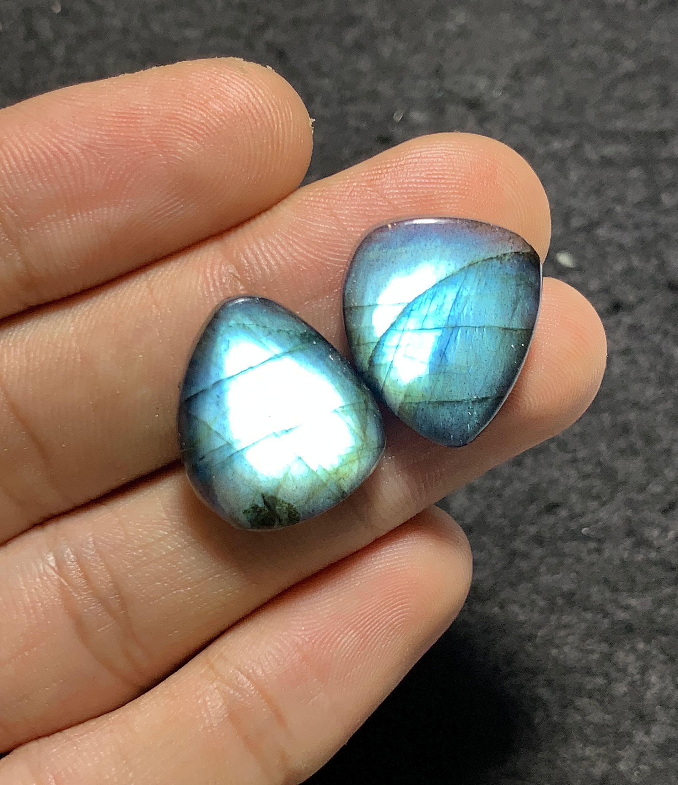 Natural Labradorite Gemstone Smooth Fancy Shape Cabochon Loose Gemstones For Jewelry Making Wholesalegems 20x17 MM Size 1 Pair SM25709