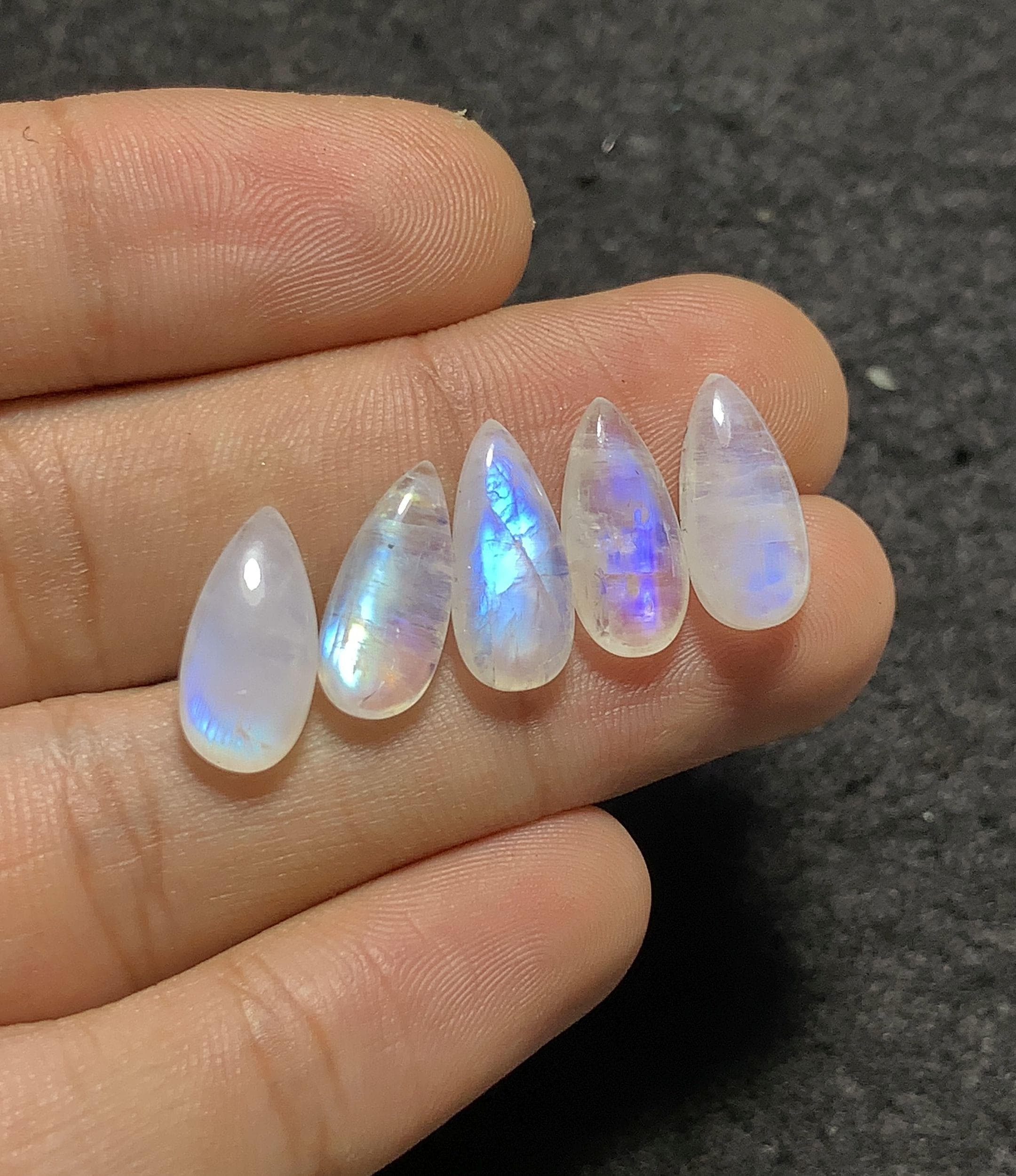 Natural Rainbow Moonstone Gemstone Smooth Pear Shape Cabochon Loose Gemstones For Jewelry Making Wholesalegems 15x7 MM Size 5 Pcs SM25729