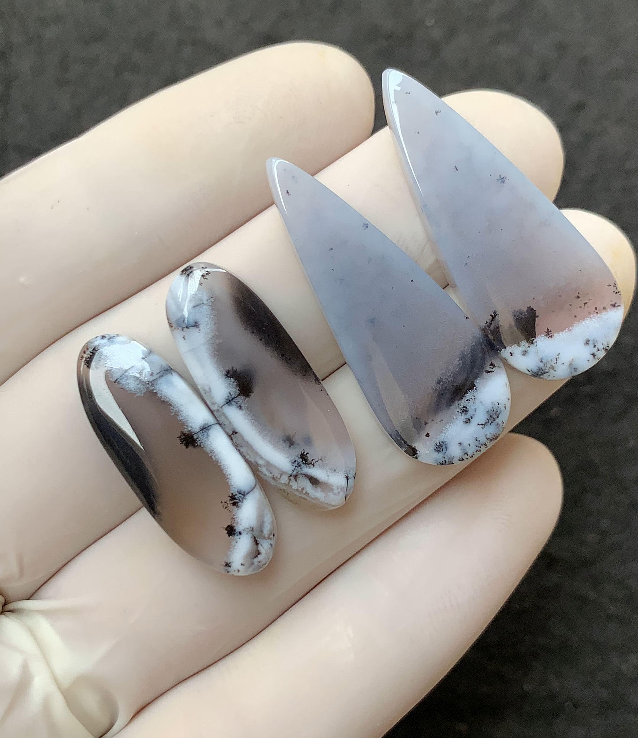 Natural Dendrite Opal Gemstone Smooth Mix Shape Cabochon Loose Gemstones For Jewelry Making Wholesalegems 25-32 MM Size 2 Pair SM25755