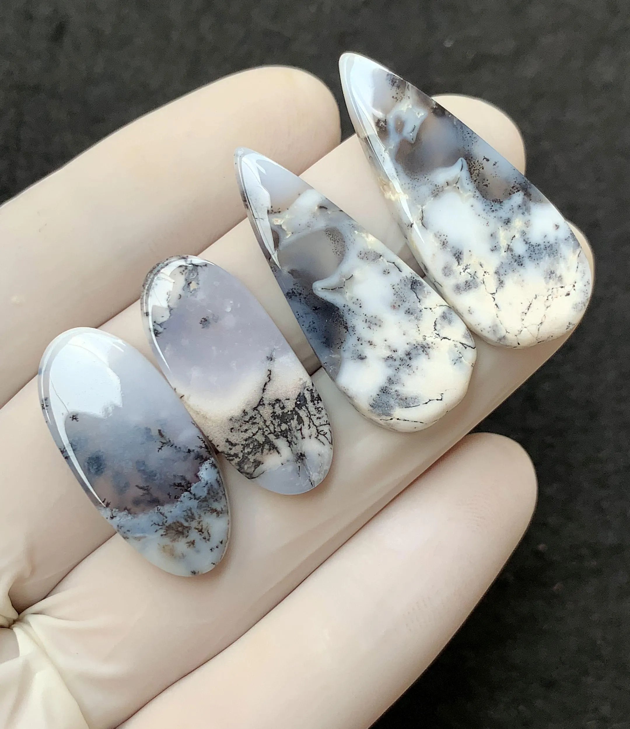 Natural Dendrite Opal Gemstone Smooth Mix Shape Cabochon Loose Gemstones For Jewelry Making Wholesalegems 26-34 MM Size 2 Pair SM25757