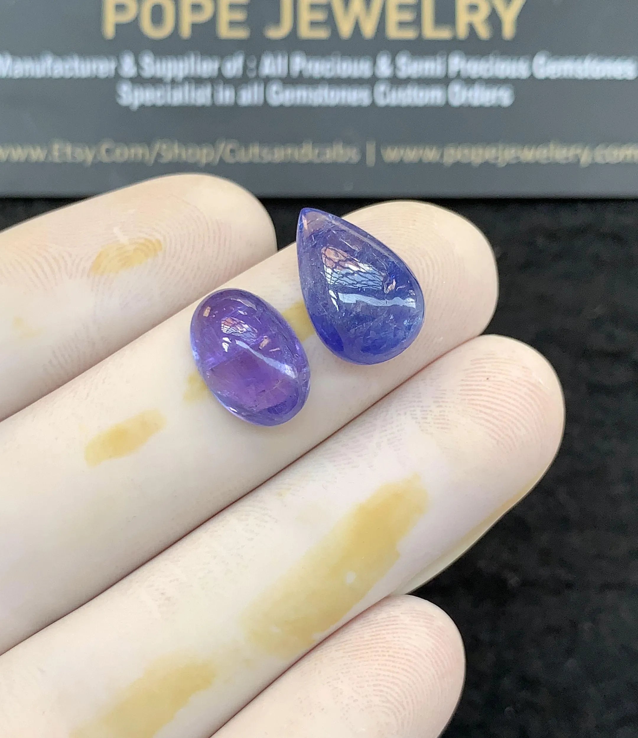 Natural Tanzanite Gemstone Smooth Mix Cabochon High Quality Loose Gemstones For Jewelry Making Wholesalegems 12-14 MM Size 2 Pcs SM25807