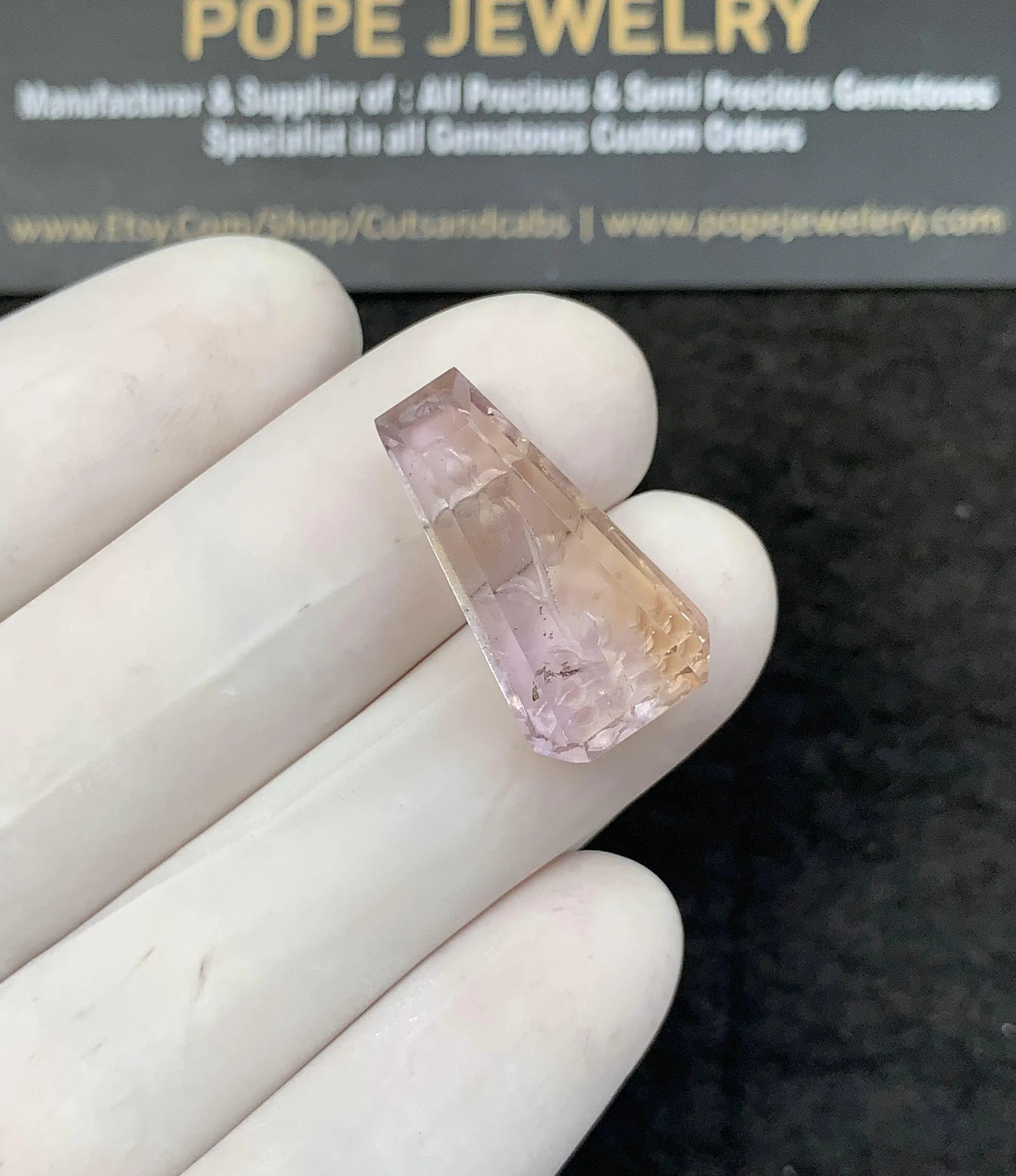 Natural Ametrine Gemstone Hand Carved Coffin Shape Cabochon Loose Gemstones For Jewelry Making Wholesalegems 22x12x6 MM Size SM25810
