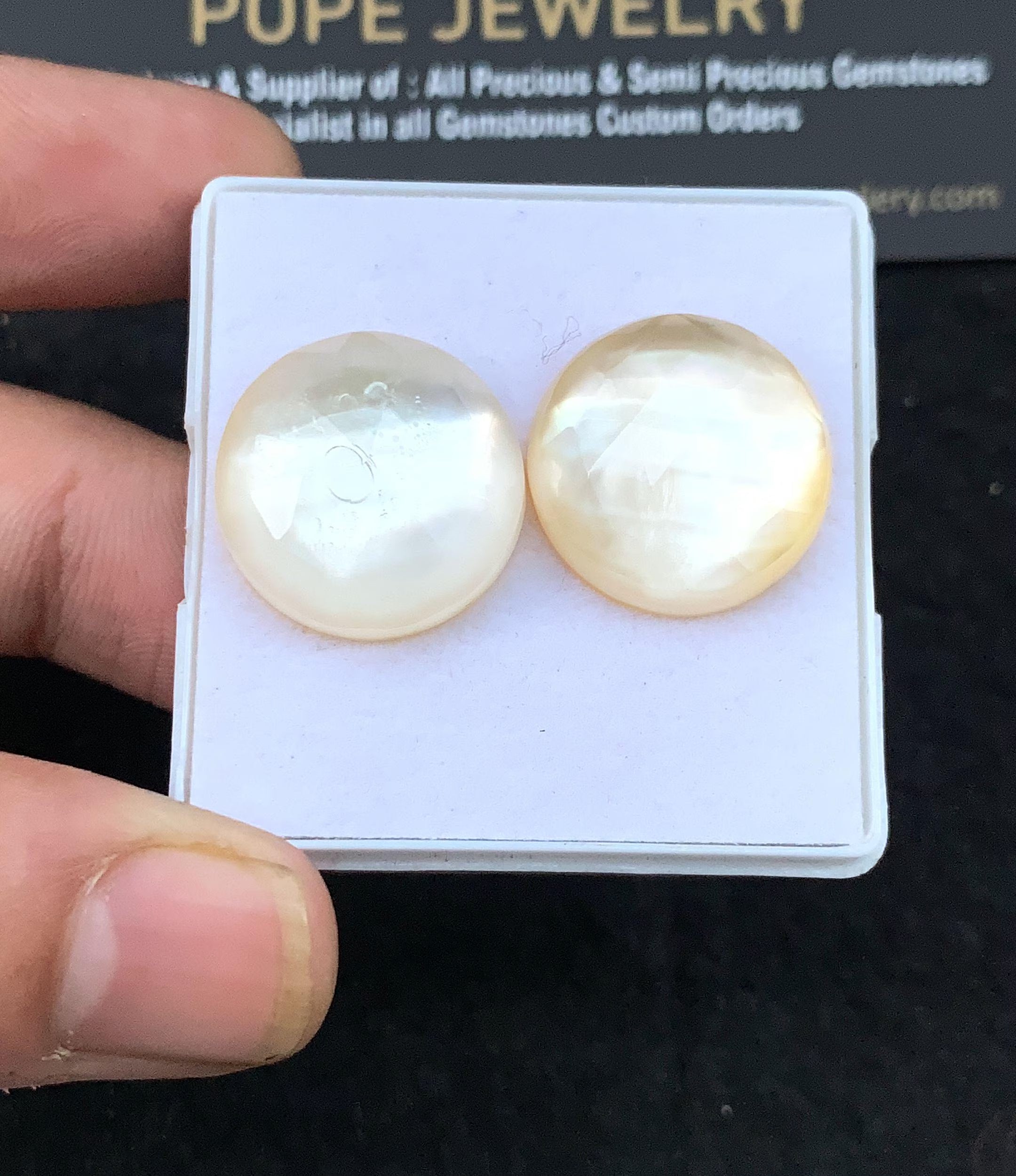 Natural Mother Of Pearl Doublet Gemstone Rose Cut Round Shape Cabochon Loose Gemstone For Jewelry Making Wholesalegems 18 MM Size 2 Pcs SM25863