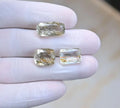 Natural Rutilated Quartz Gemstone Faceted Cut Rectangle Shape Loose Gemstones For Jewelry Making Wholesalegems 12-16 MM Size 3 Pcs SM25664