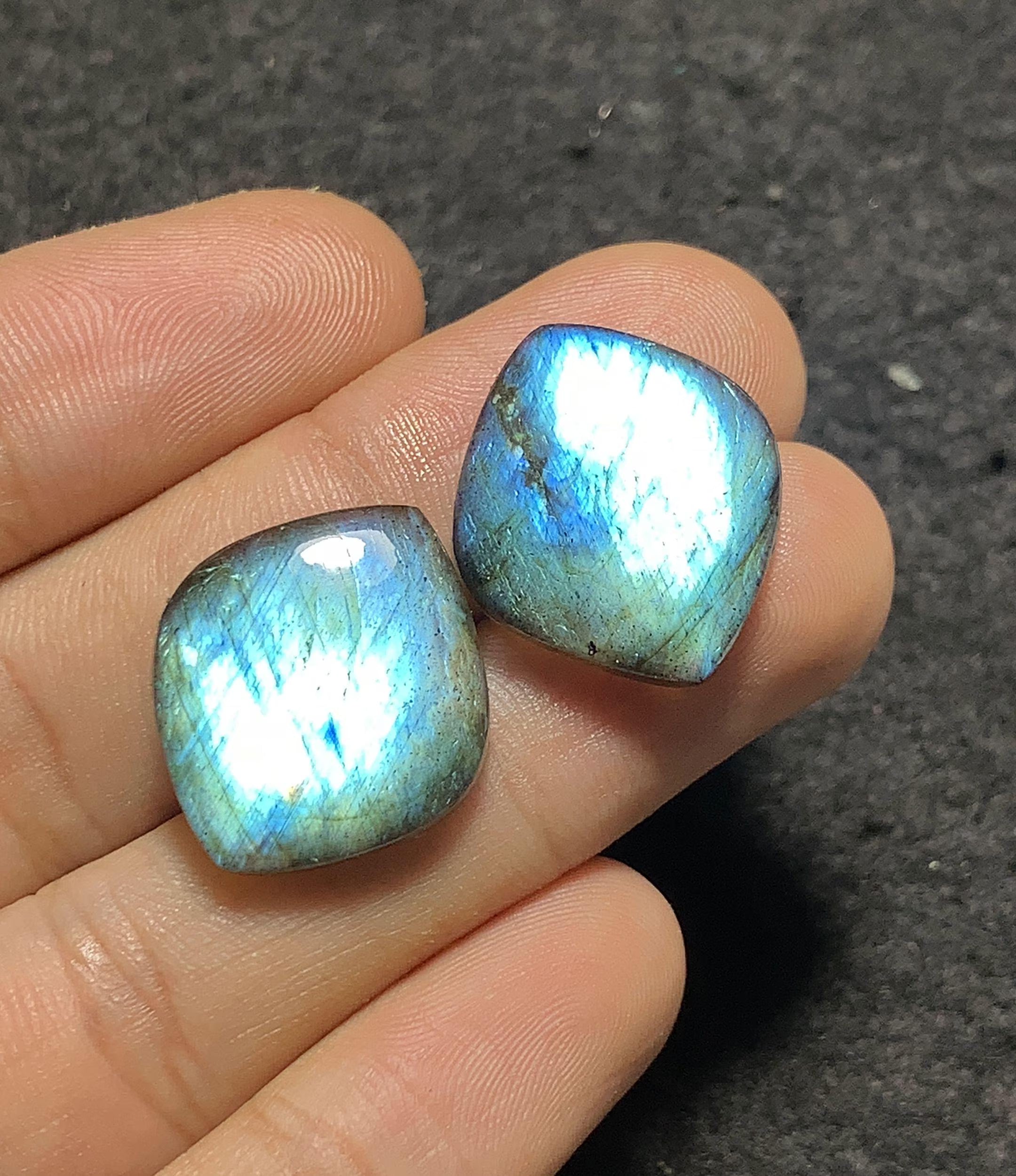 Natural Labradorite Gemstone Smooth Marquise Shape Cabochon Loose Gemstones For Jewelry Making Wholesalegems 21x14 MM Size 1 Pair SM25705