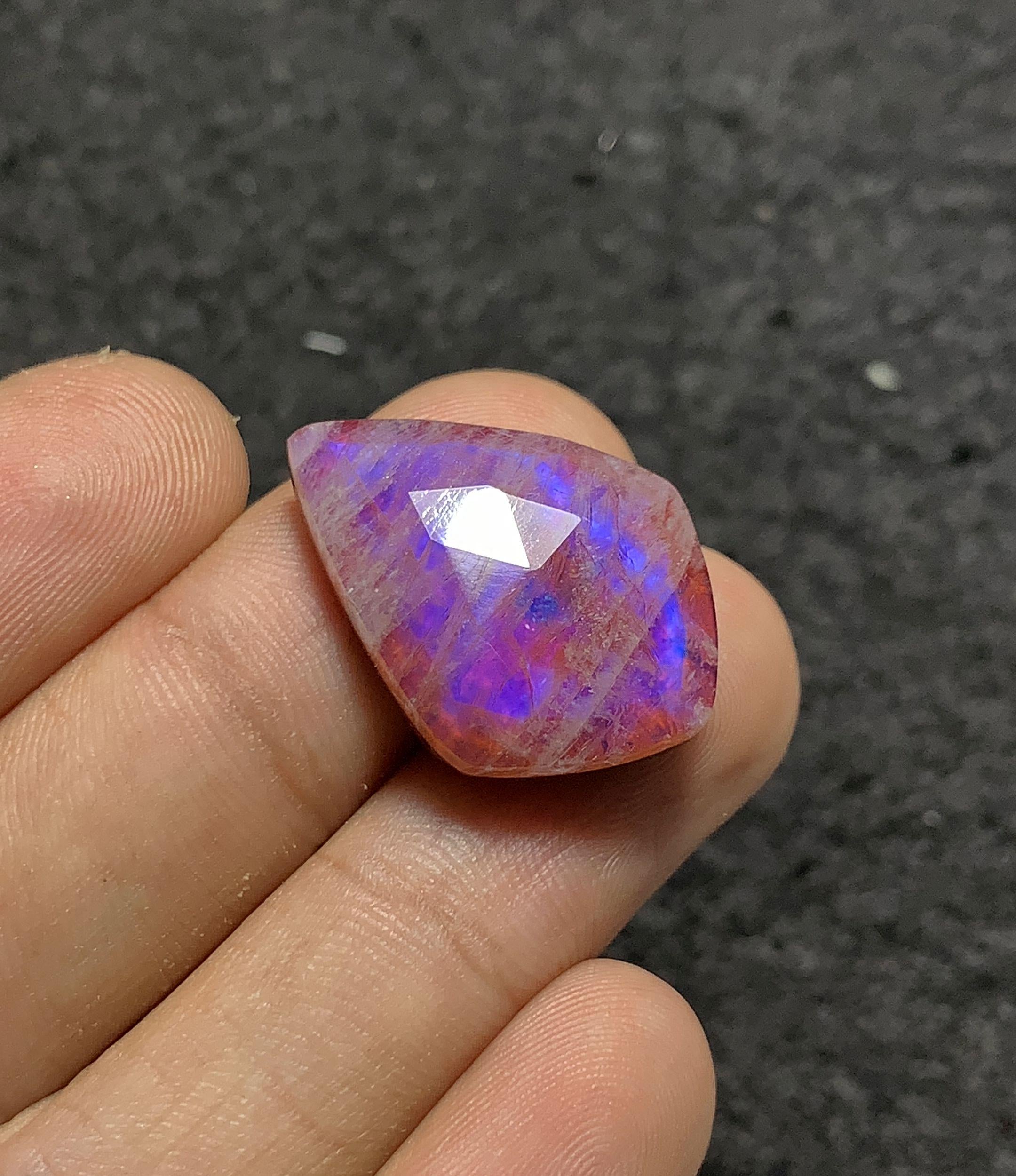 Natural Rainbow Moonstone & Red Jasper Doublet Rose Cut Fancy Cabochon Loose Gemstones For Jewelry Making Wholesalegems 25x18x7 MM Size SM25725