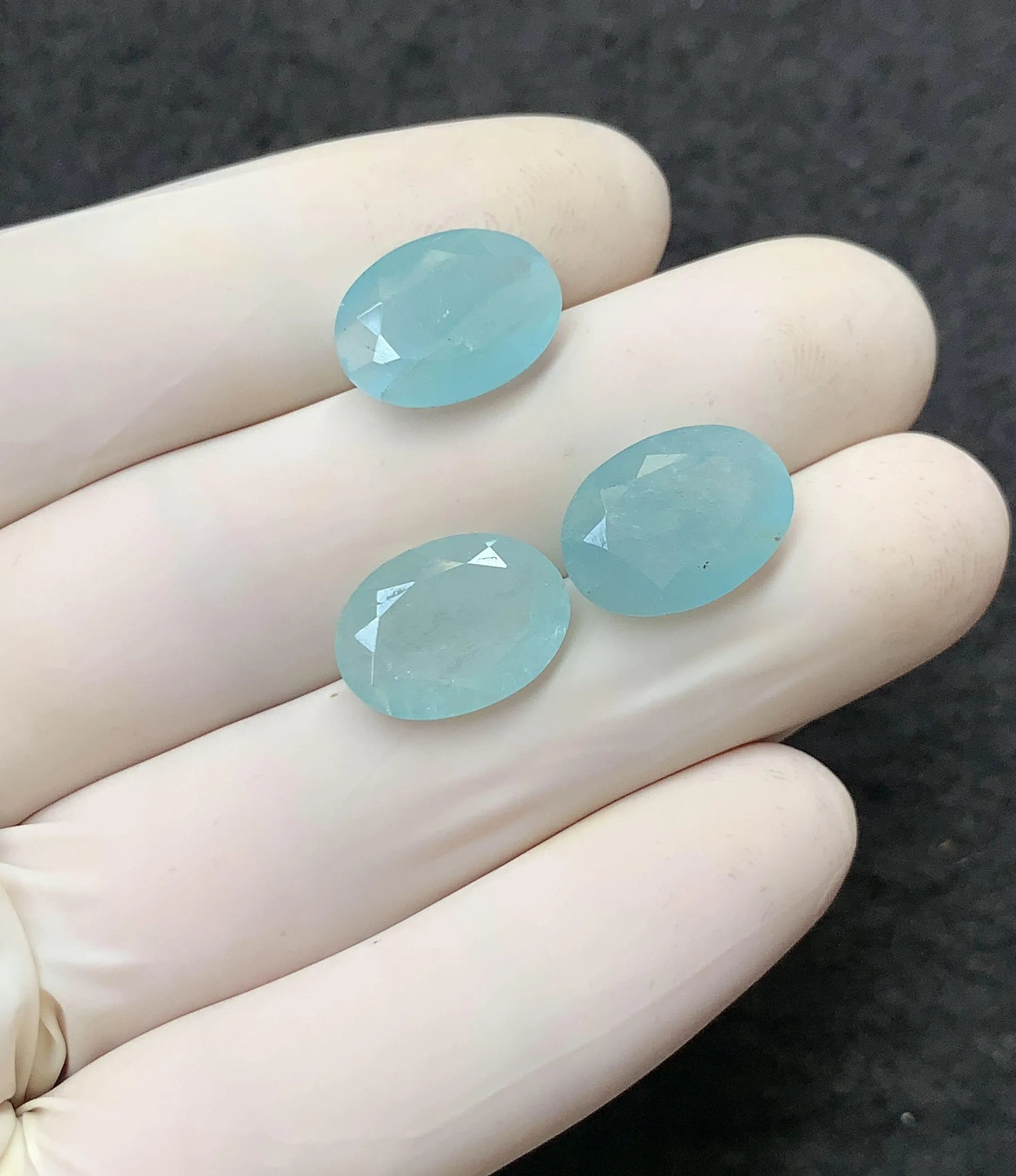 Natural Aquamarine Gemstone Faceted Cut Oval Shape High Quality Loose Gemstones For Jewelry Making Wholesalegems 14x10 MM Size 3 Pcs SM25733