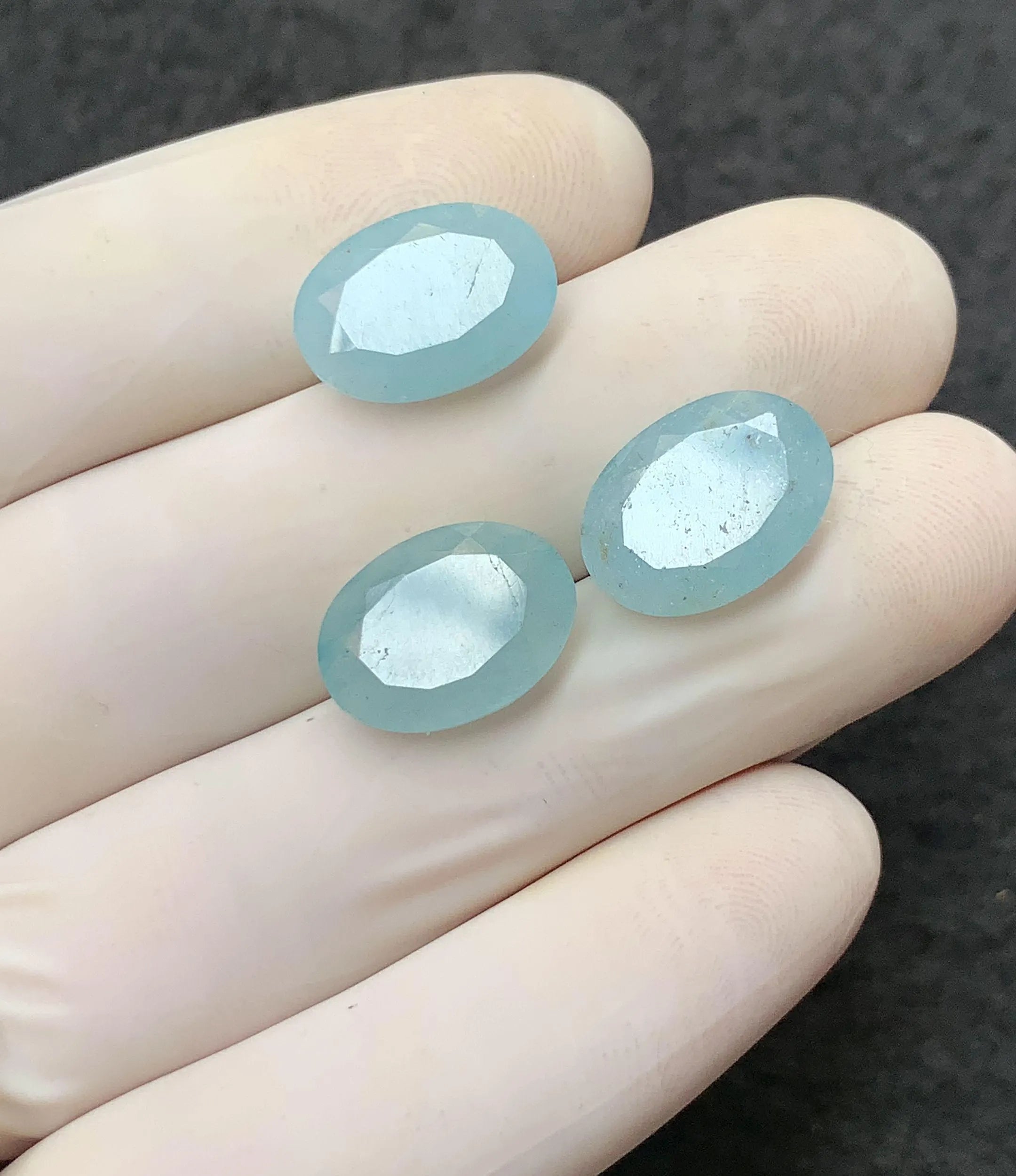 Natural Aquamarine Gemstone Faceted Cut Oval Shape High Quality Loose Gemstones For Jewelry Making Wholesalegems 14x10 MM Size 3 Pcs SM25737