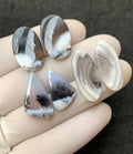 Natural Dendrite Opal Gemstone Smooth Mix Shape Cabochon Loose Gemstones For Jewelry Making Wholesalegems 18-20 MM Size 3 Pair SM25763